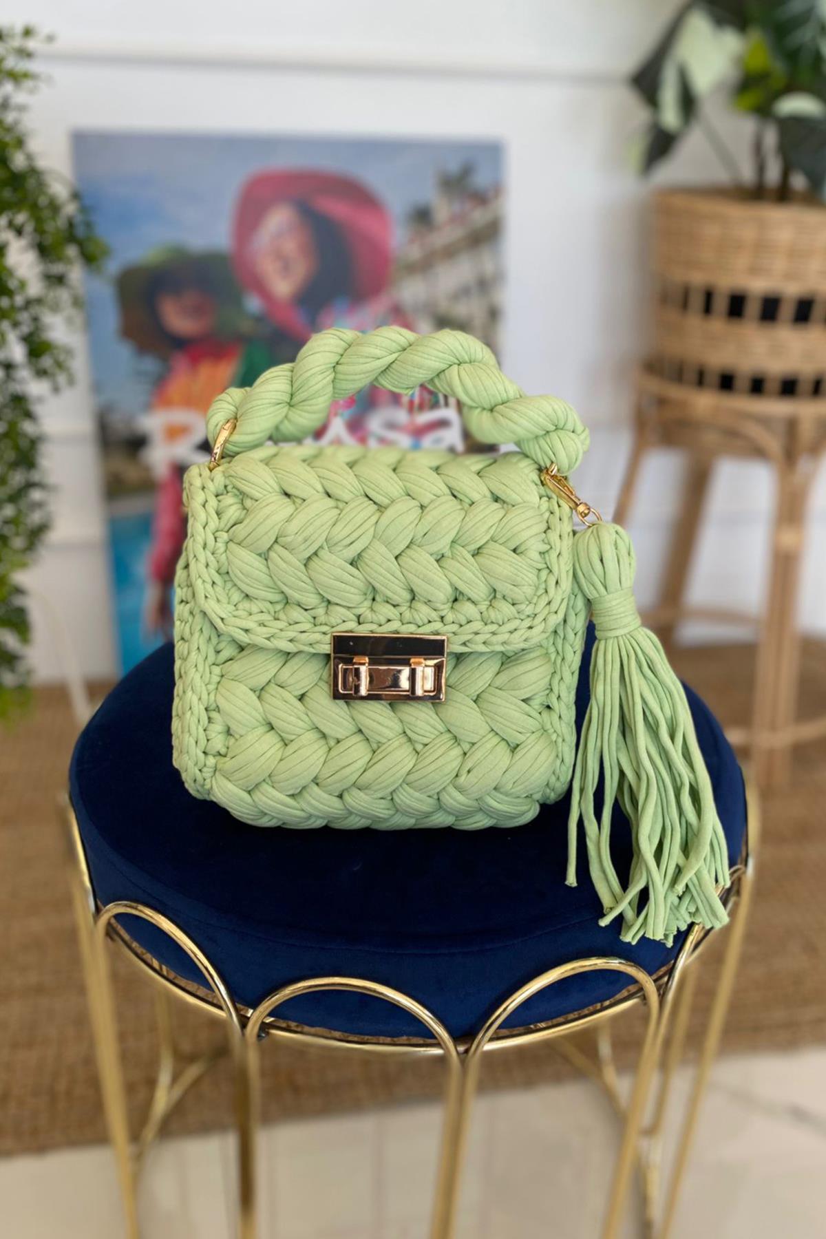 Lale El Örgüsü Çanta 01 Mint