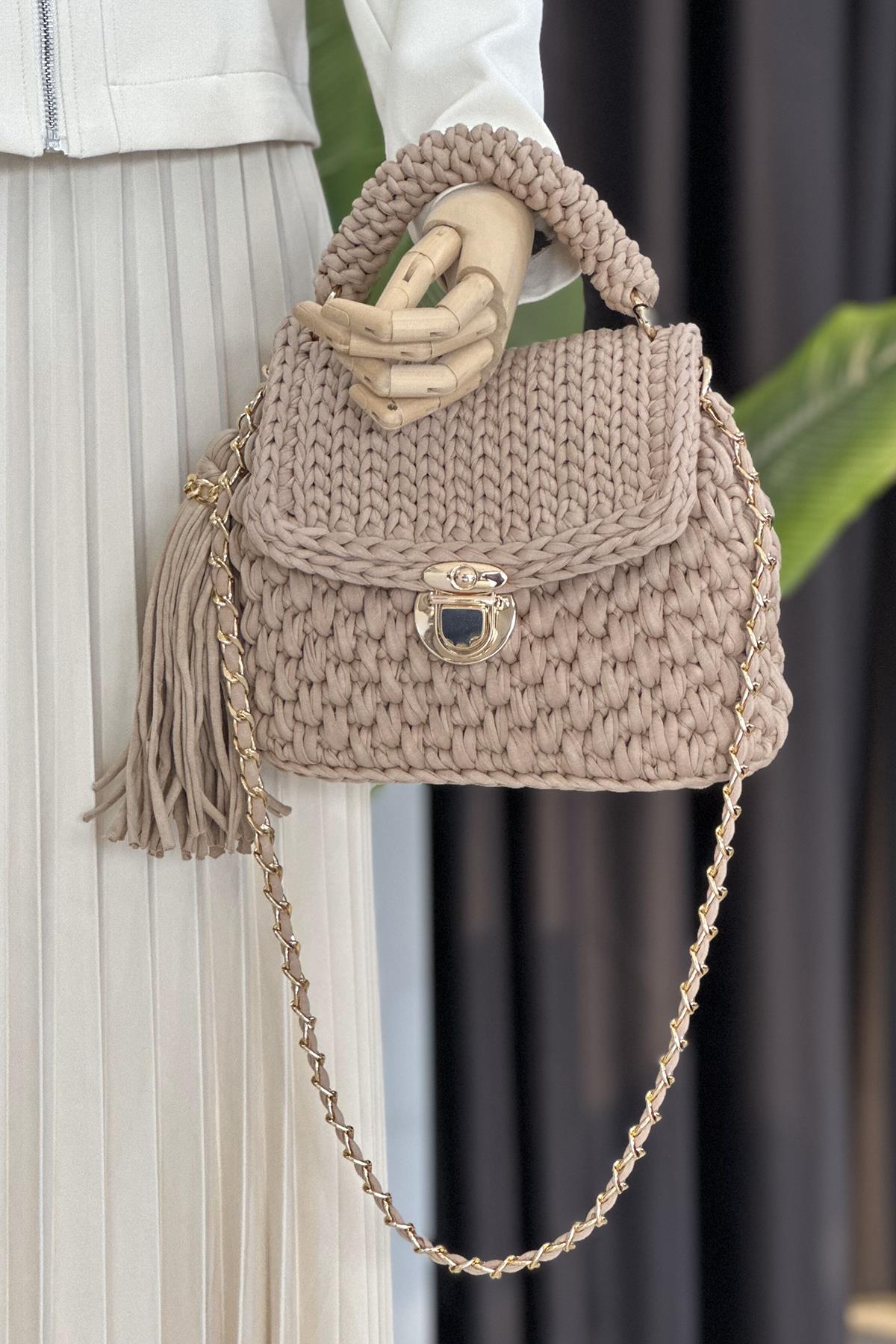 Lale El Örgüsü Çanta 03 Vizon