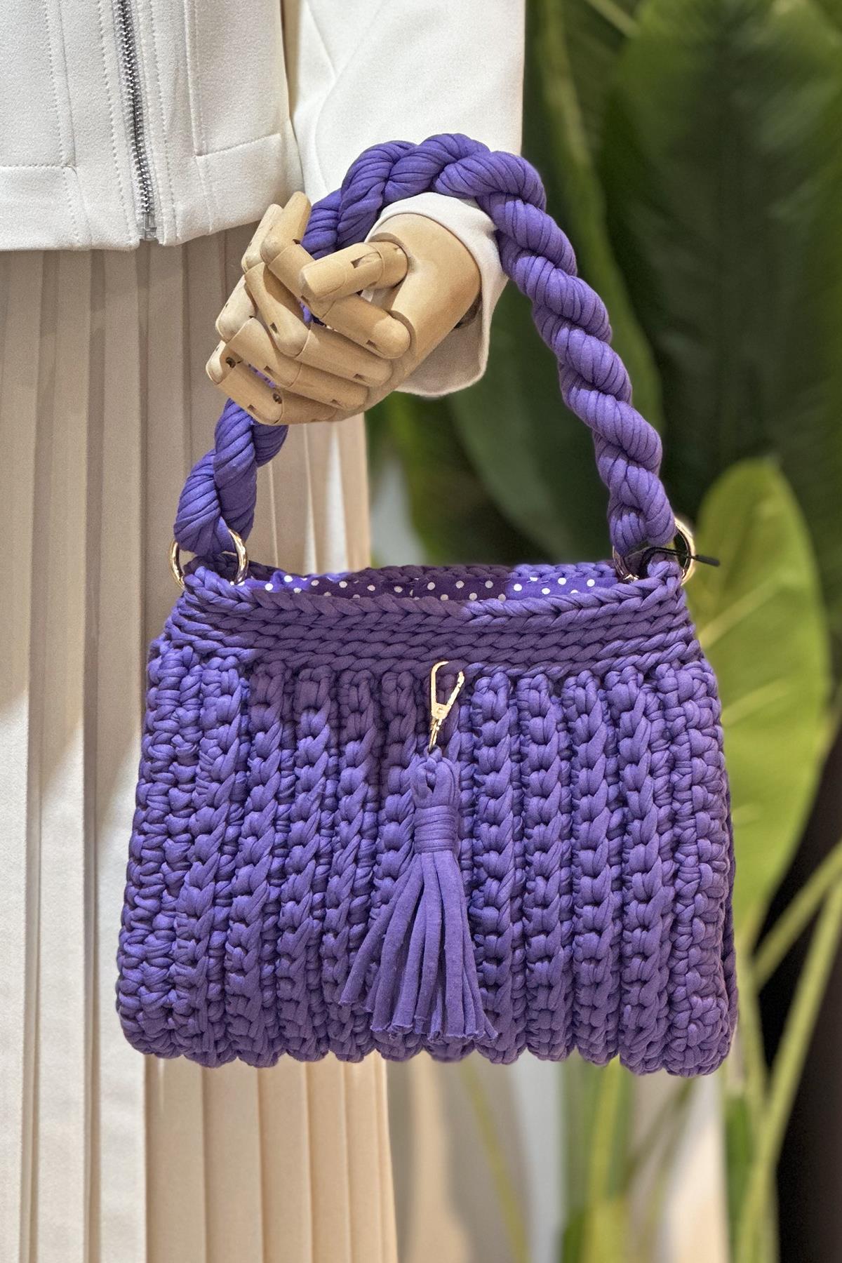 Lale El Örgüsü Çanta 06 Mor