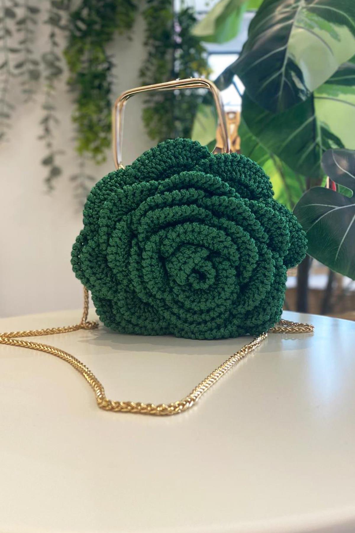 Lale Gül Desen El Örgüsü Çanta 02 Benetton