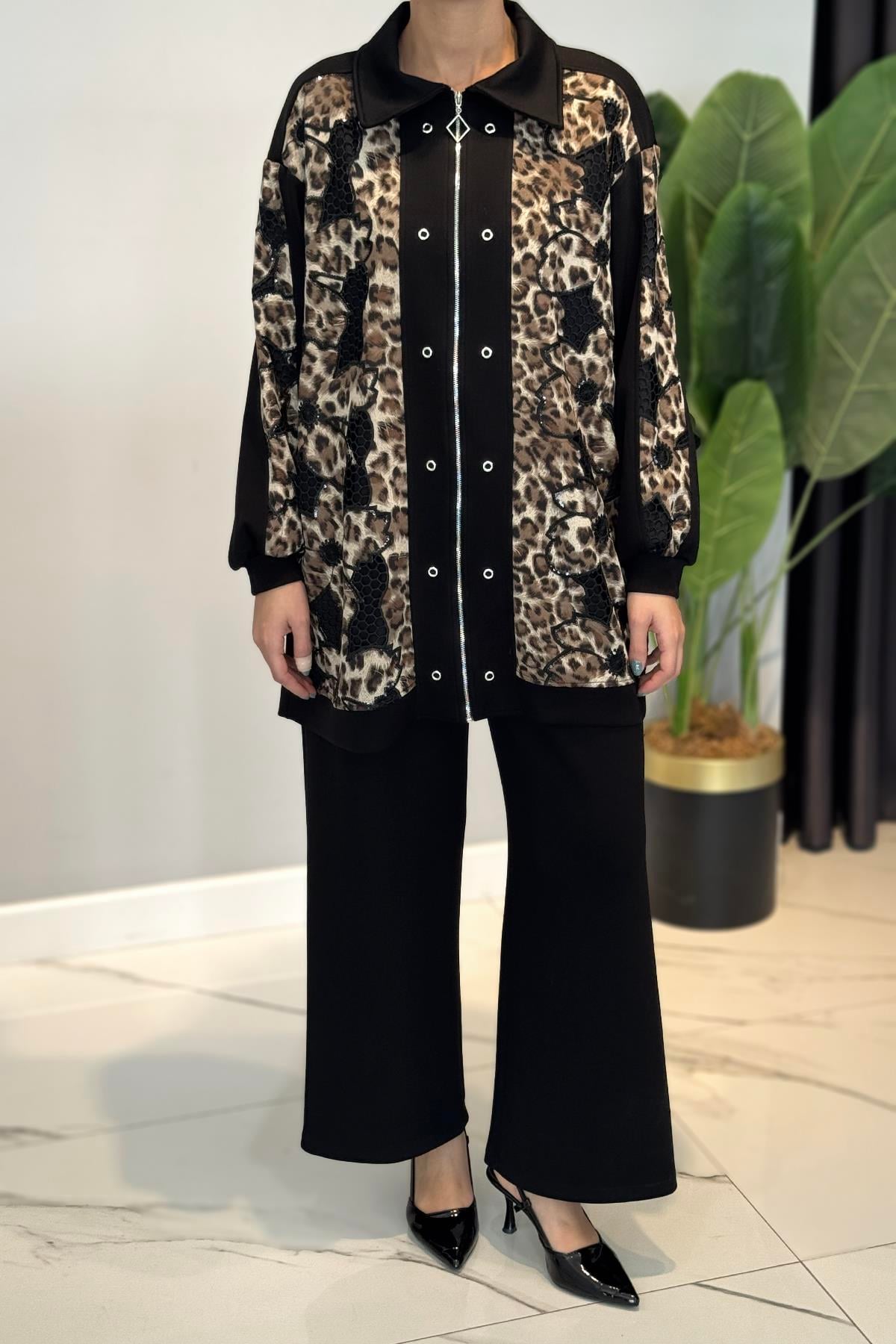 Leoparlı Modal Takım 120297 Siyah
