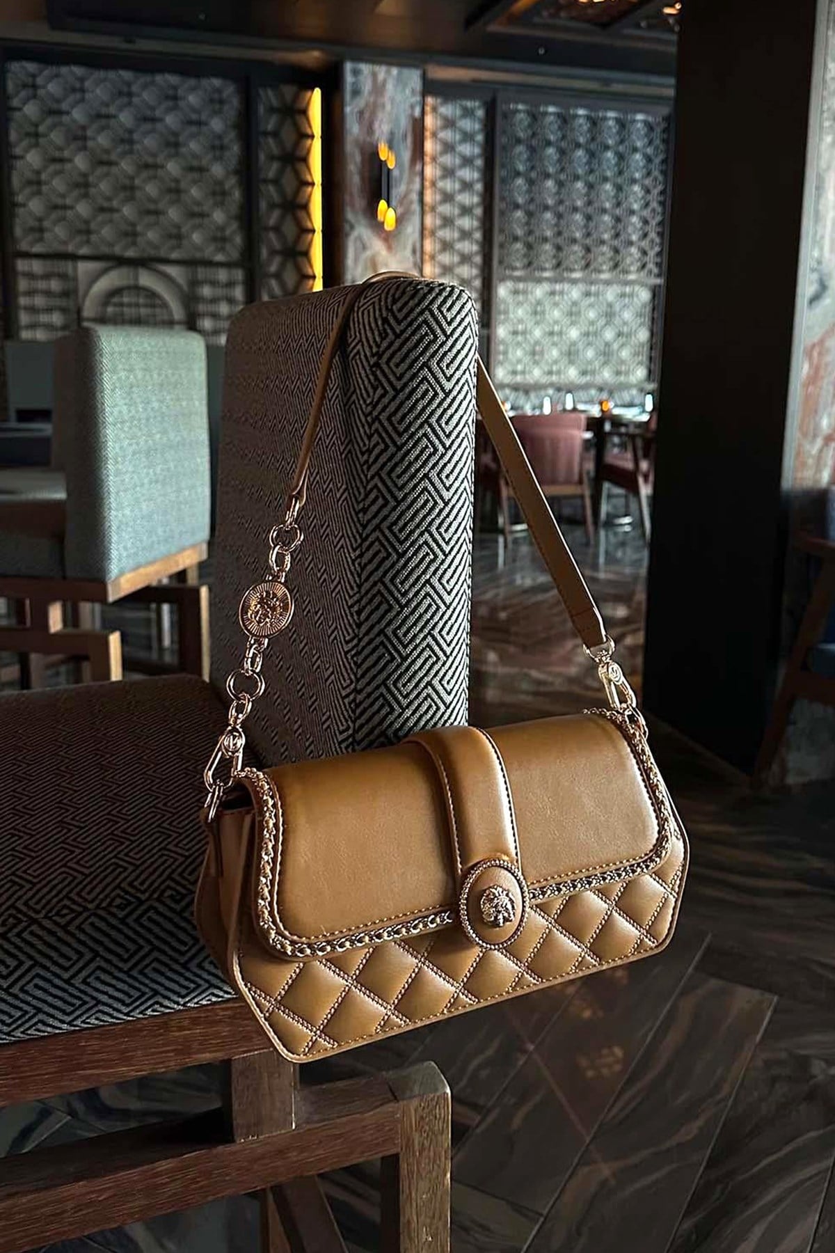 Levidor Çift Askılı Sert Deri Premium Çanta 930389 Bej