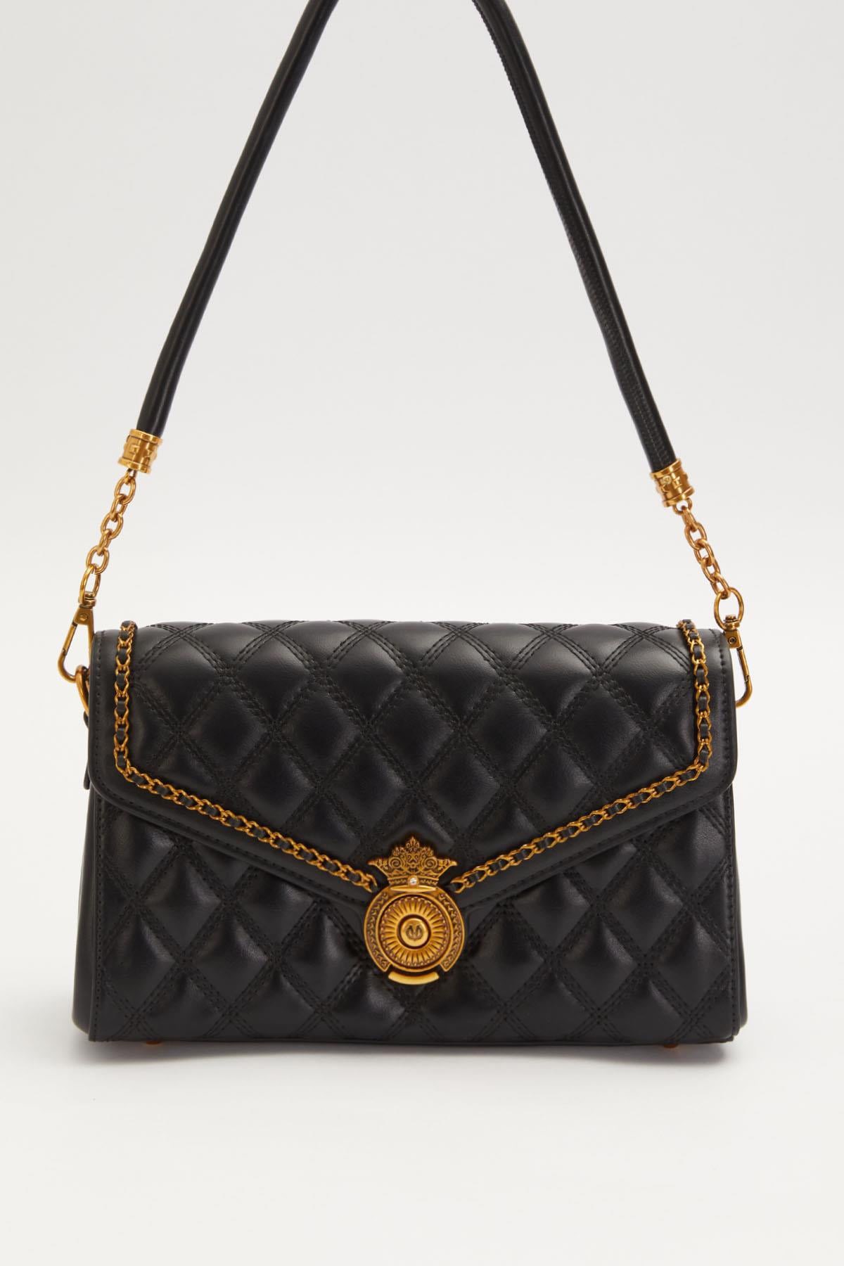 Levidor Premium Çift Bölmeli Çift Askılı Sert Deri Çanta 930663 Siyah