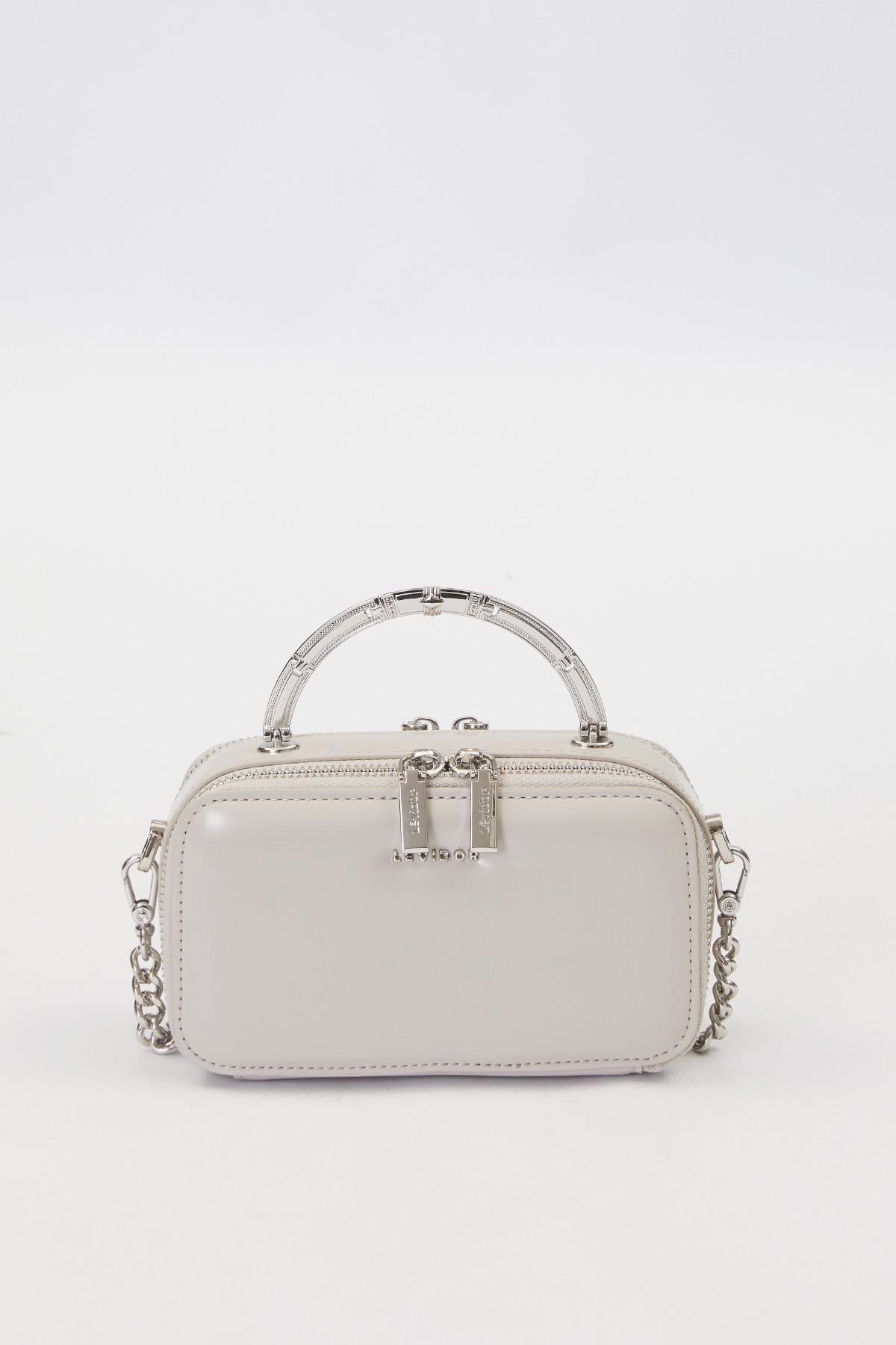 Levidor Premium Çift Göz ve Fermuar Detay Küçük Boy Çanta 930424 Gri