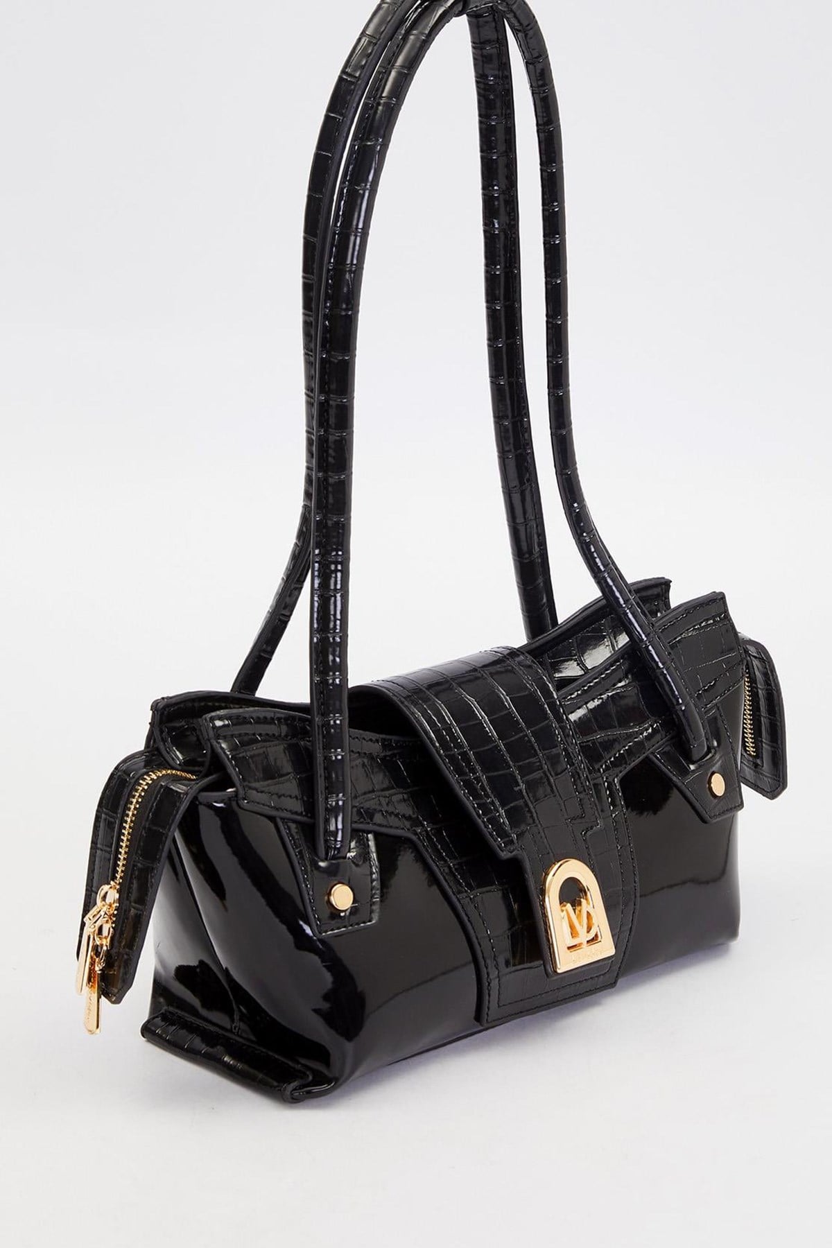 Levidor Rugan Uzun Saplı Timsah Deri Detay Çanta 930524 Siyah