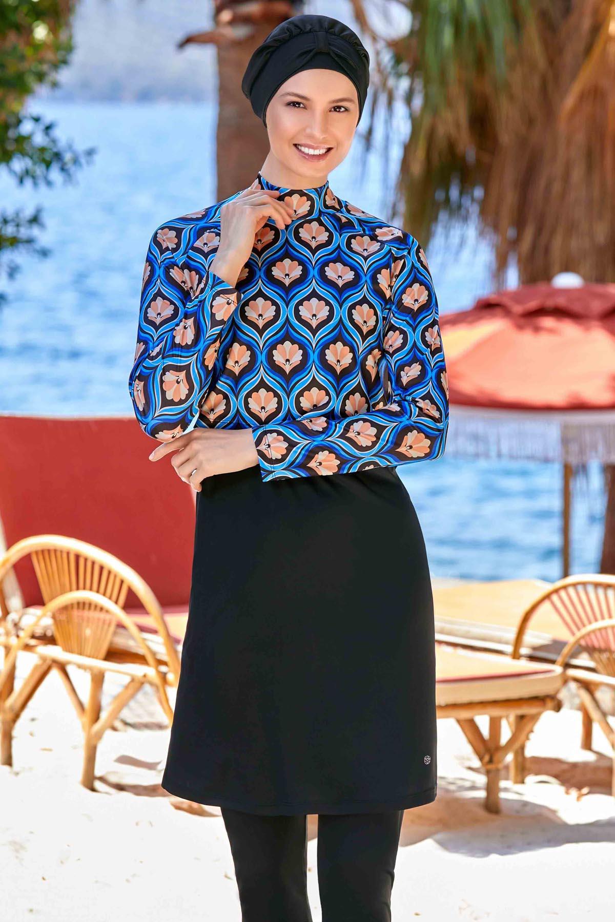 Likra Tam Kapalı Tesettür Mayo Leah 9233 Siyah