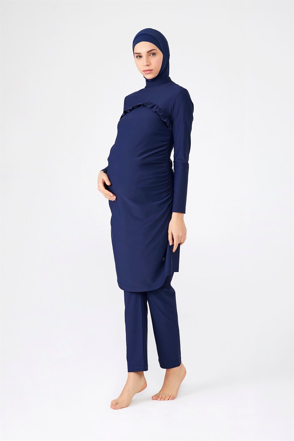 Likralı Tam Kapalı Hamile Tesettür Mayo 4276 Koyu Lacivert
