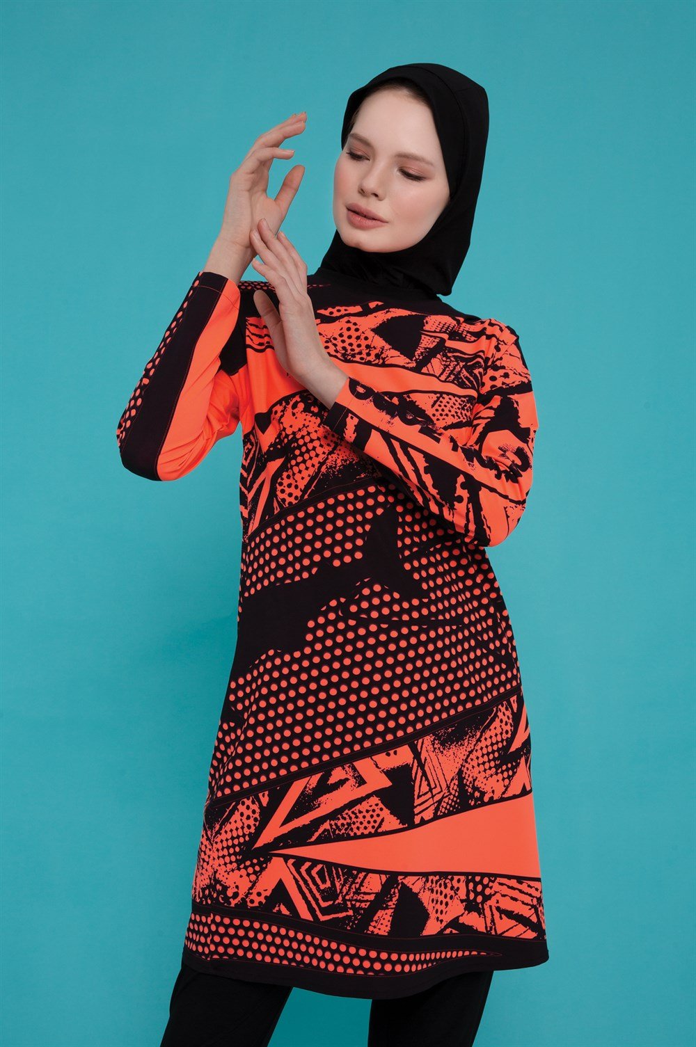 Likralı Tam Kapalı Pasifik Tesettür Mayo