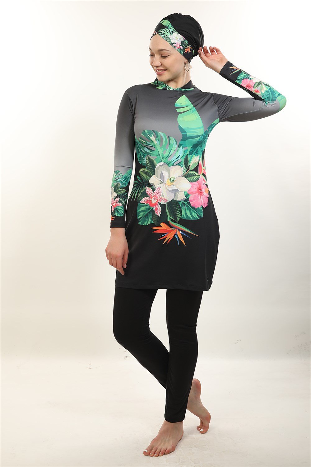 Likralı Tam Kapalı Tesettür Mayo 2104 Çiçek