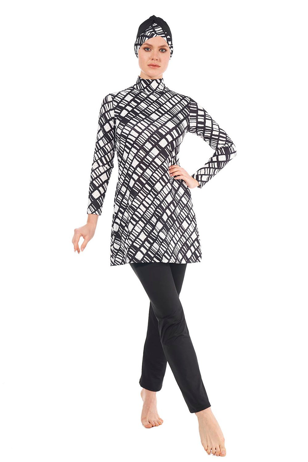 Likralı Tam Kapalı Tesettür Mayo 22905 Siyah