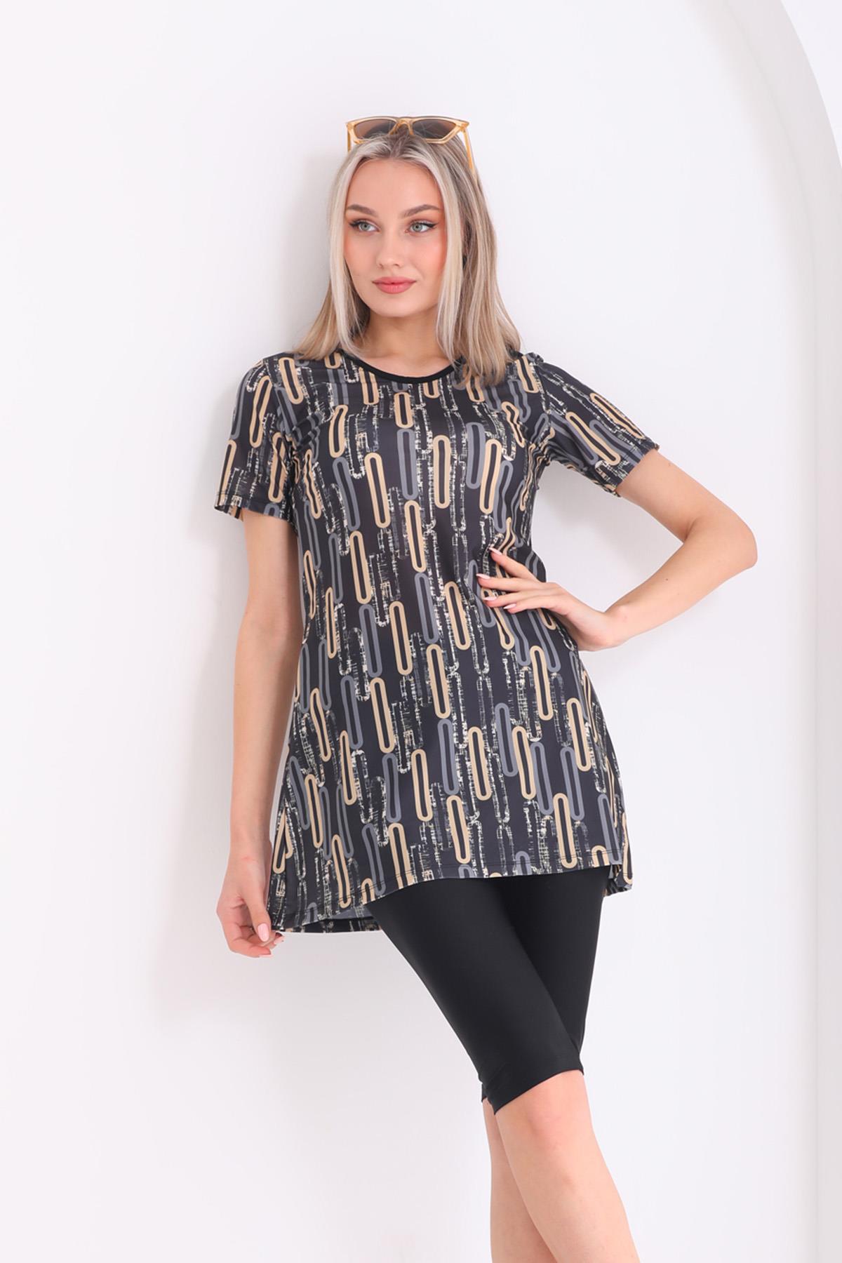 Likralı Yarı Kapalı Mayo 2415 Helen Siyah