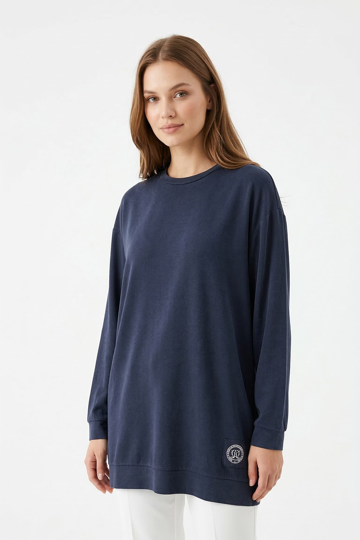 Logo İşlemeli Lyocell Sweatshirt 163 Lacivert
