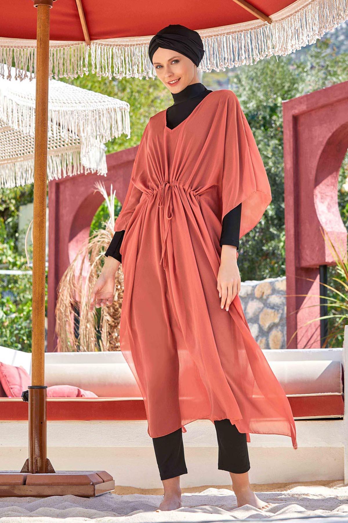 Mayo Üzerine Tek Pareo Kaftan Lına 6039 Tarçın