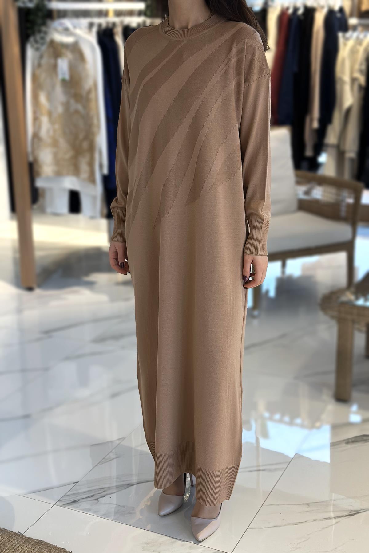 Merserize Uzun Elbise 35021 Kahve