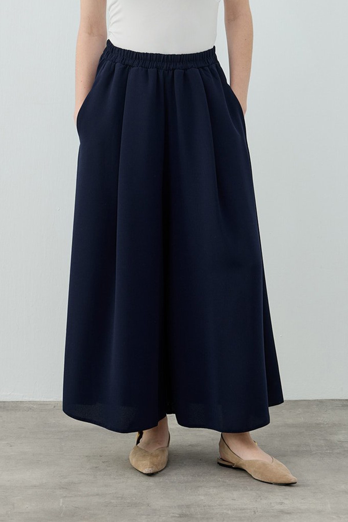 Merwish Comfy Krep Pantolon Etek 1782 Lacivert
