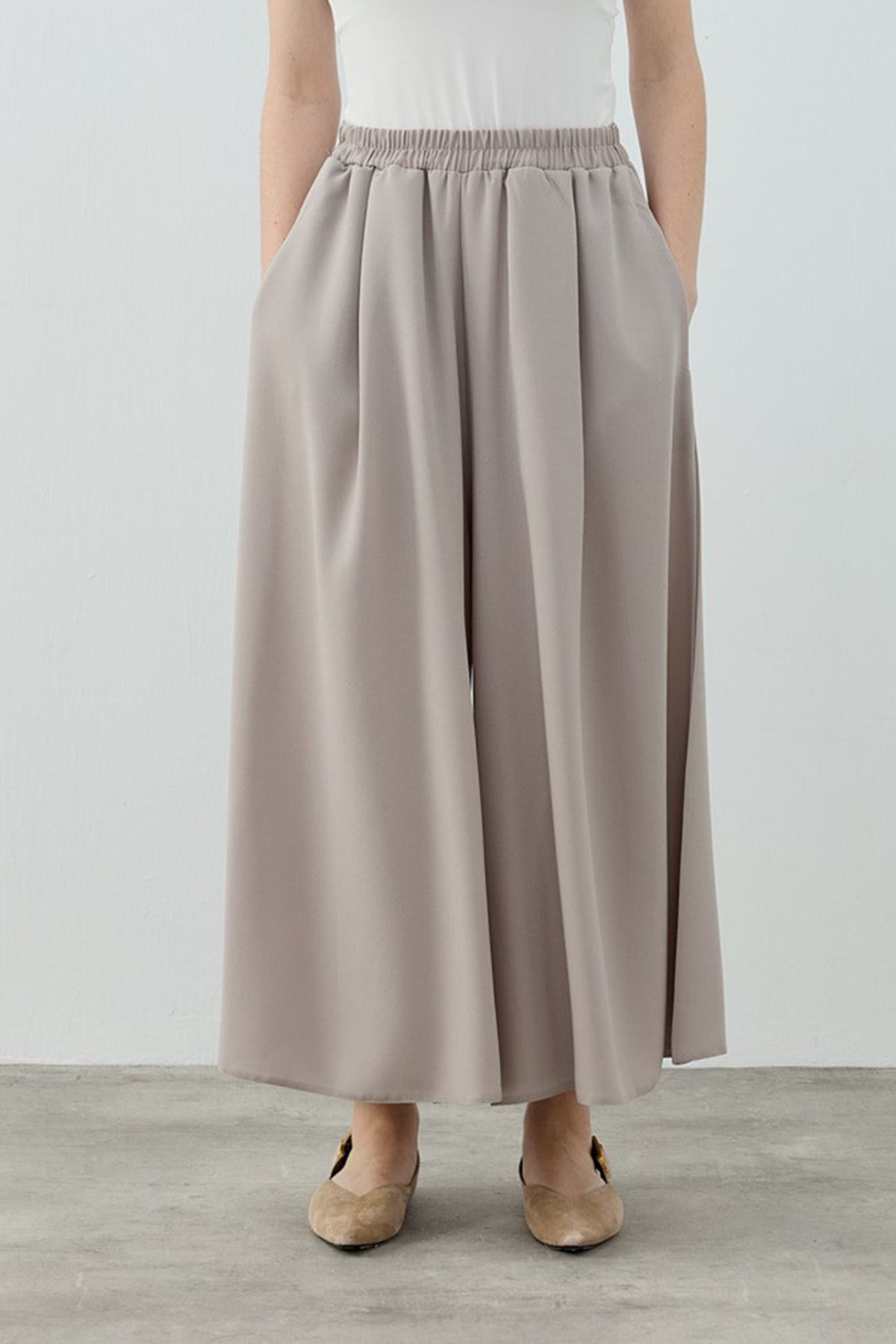 Merwish Comfy Krep Pantolon Etek 1782 Vizon