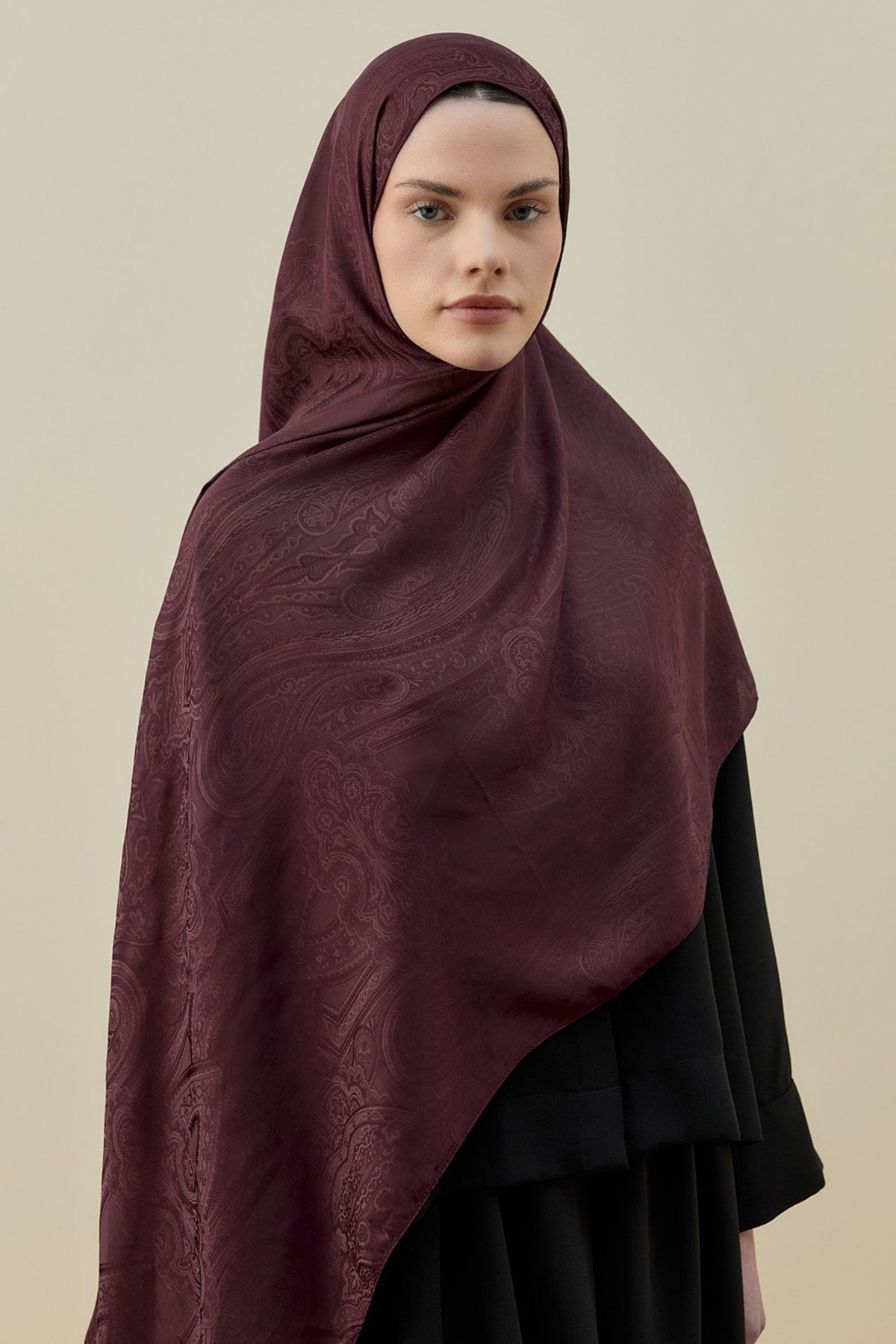 Merwish İconic kadın Şal 2605 Açık Bordo