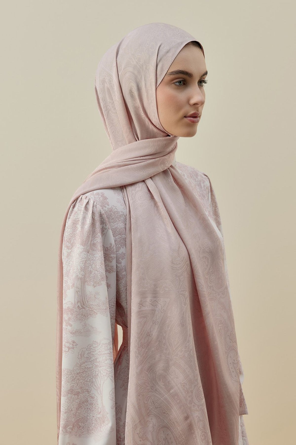 Merwish İconic kadın Şal 2605 Pudra