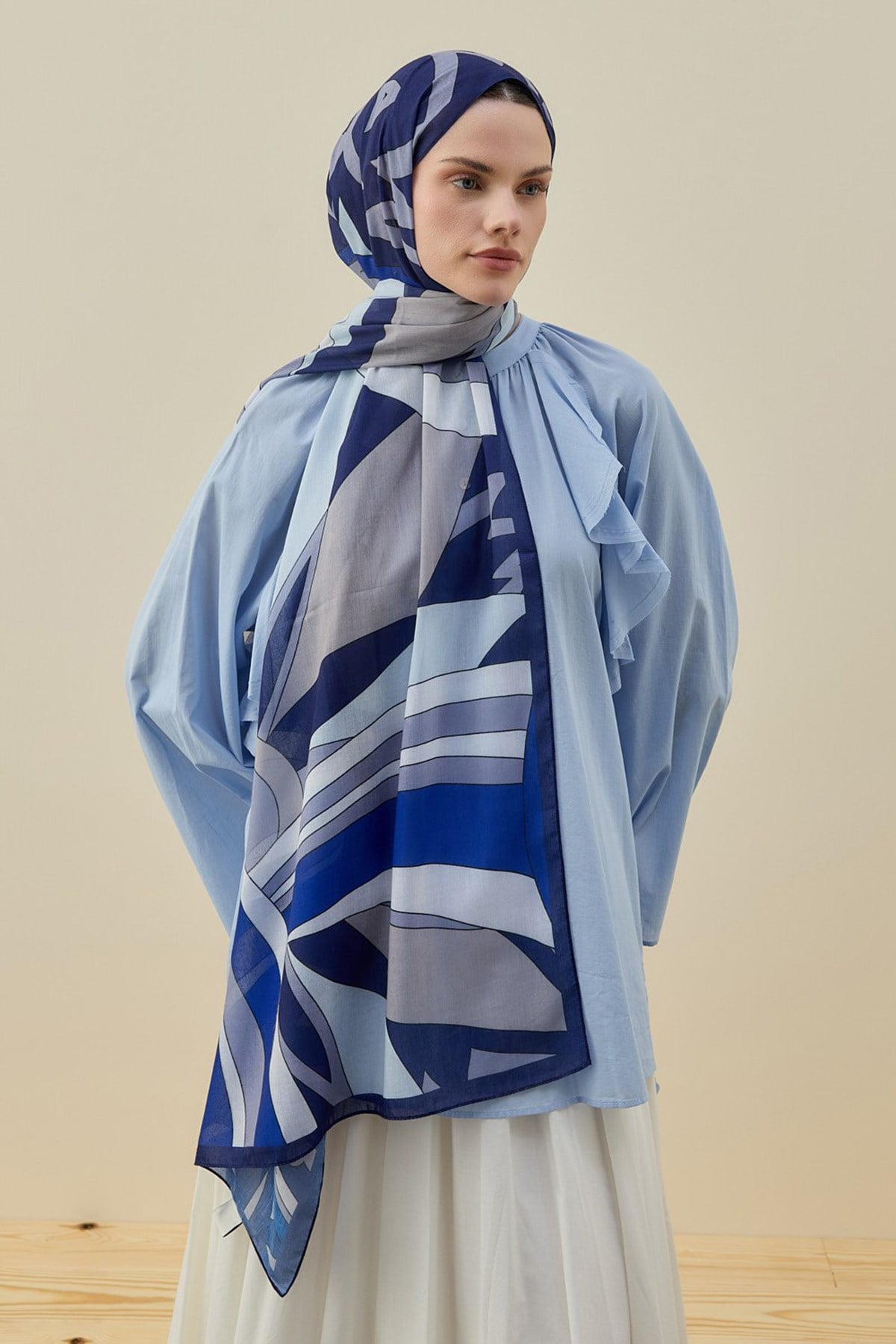 Merwish Mucci Kadın Şal 2611 Saks