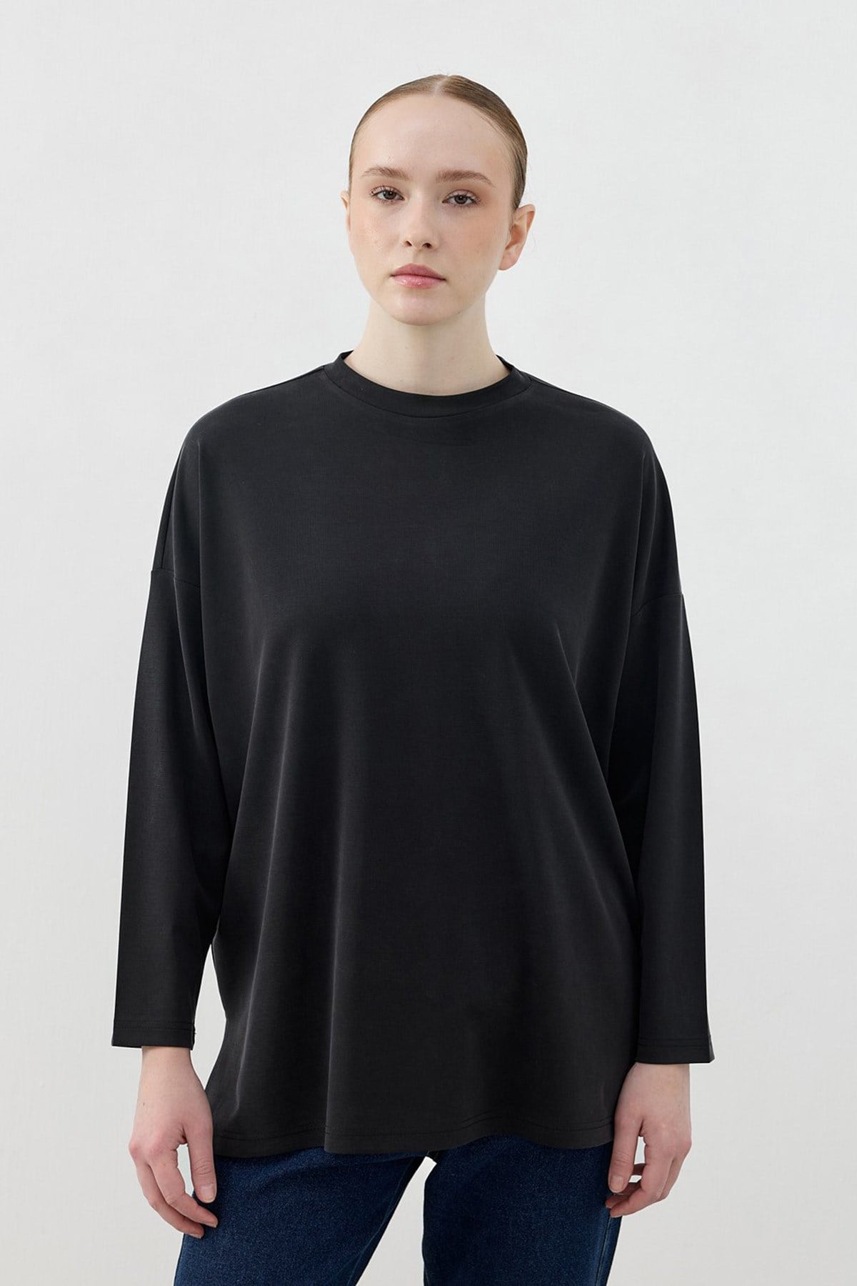 Merwish Spor Model Bluz Tunik 1807 Siyah