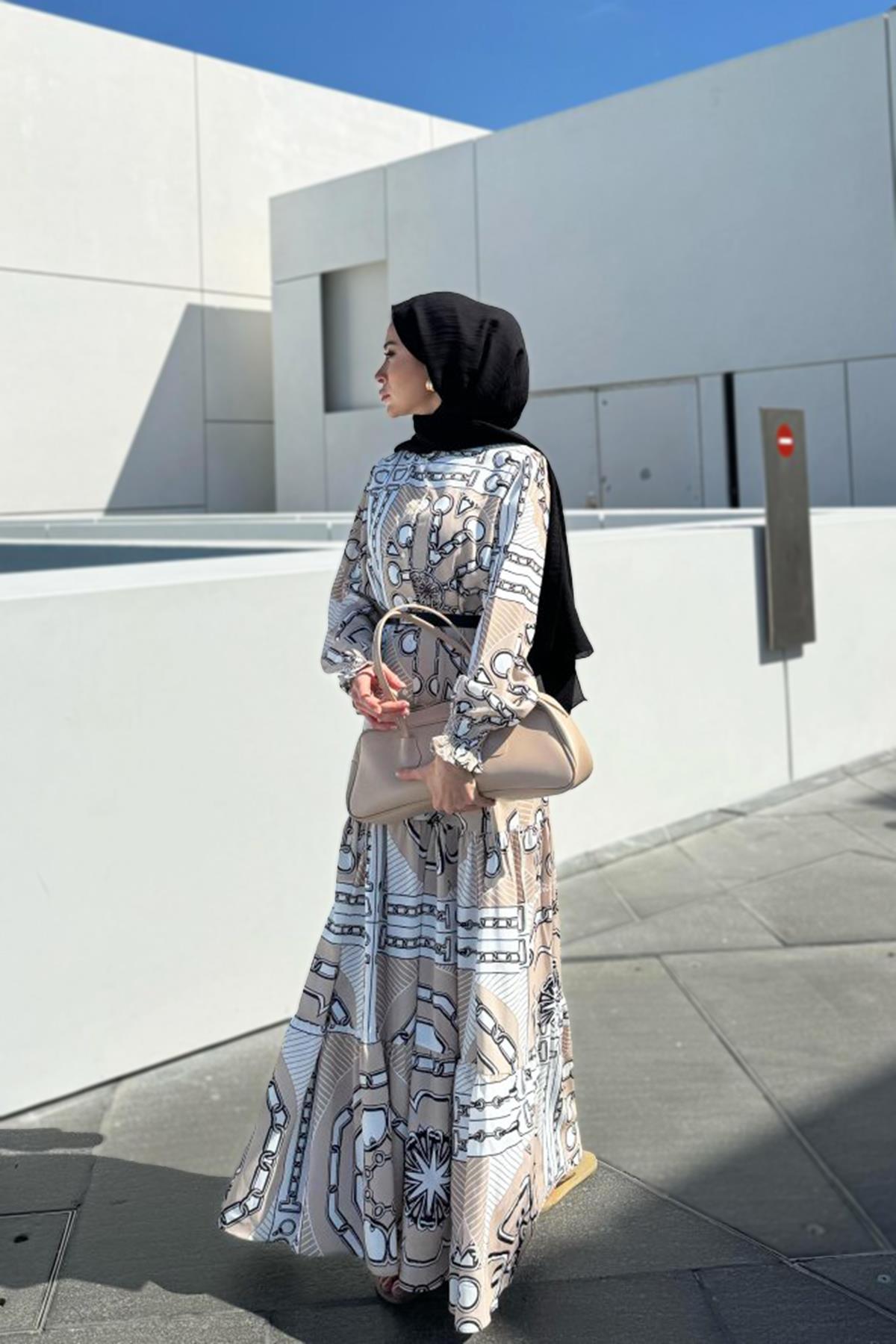 Merwish Summer Desenli Elbise 1331