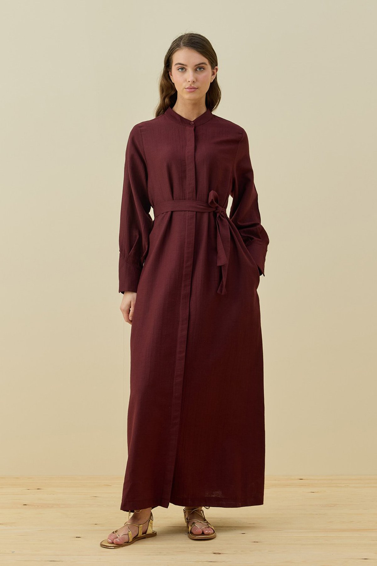 Merwish Vietnam Elbise 1777 Bordo