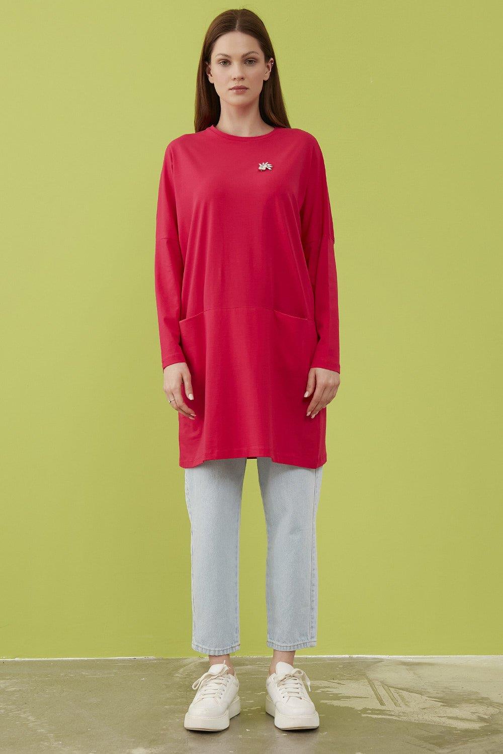 Merwishop Broş Cepli Tunik Fuşya