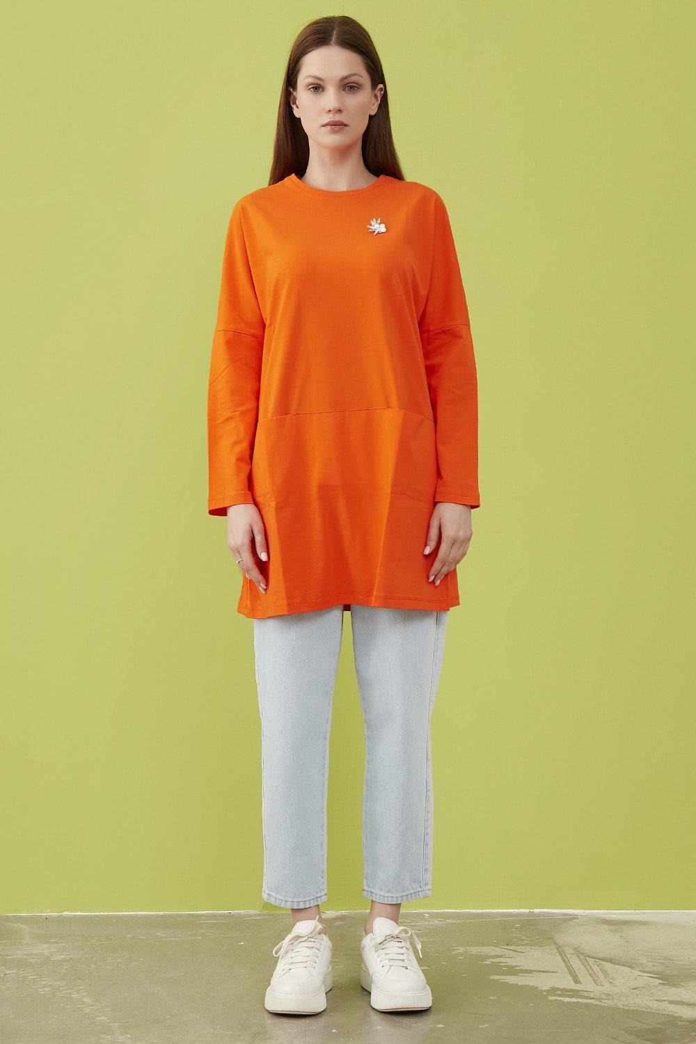 Merwishop Broş Cepli Tunik Turuncu