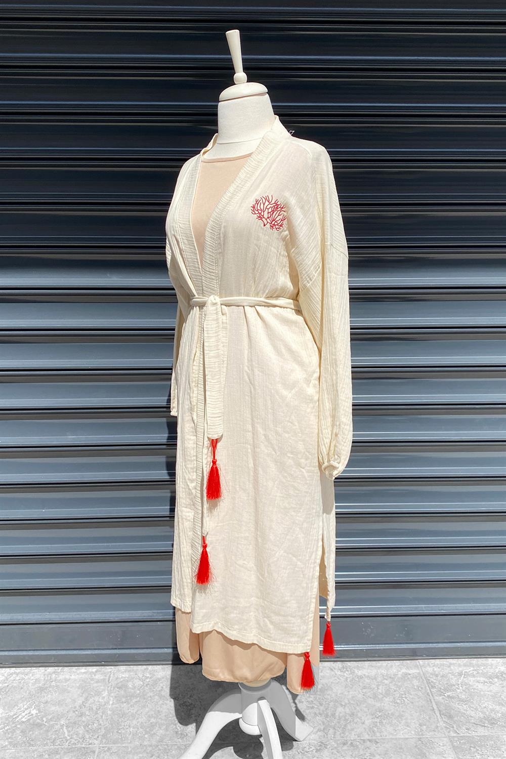 Merwishop Keten Kimono Mercan 350 Bej