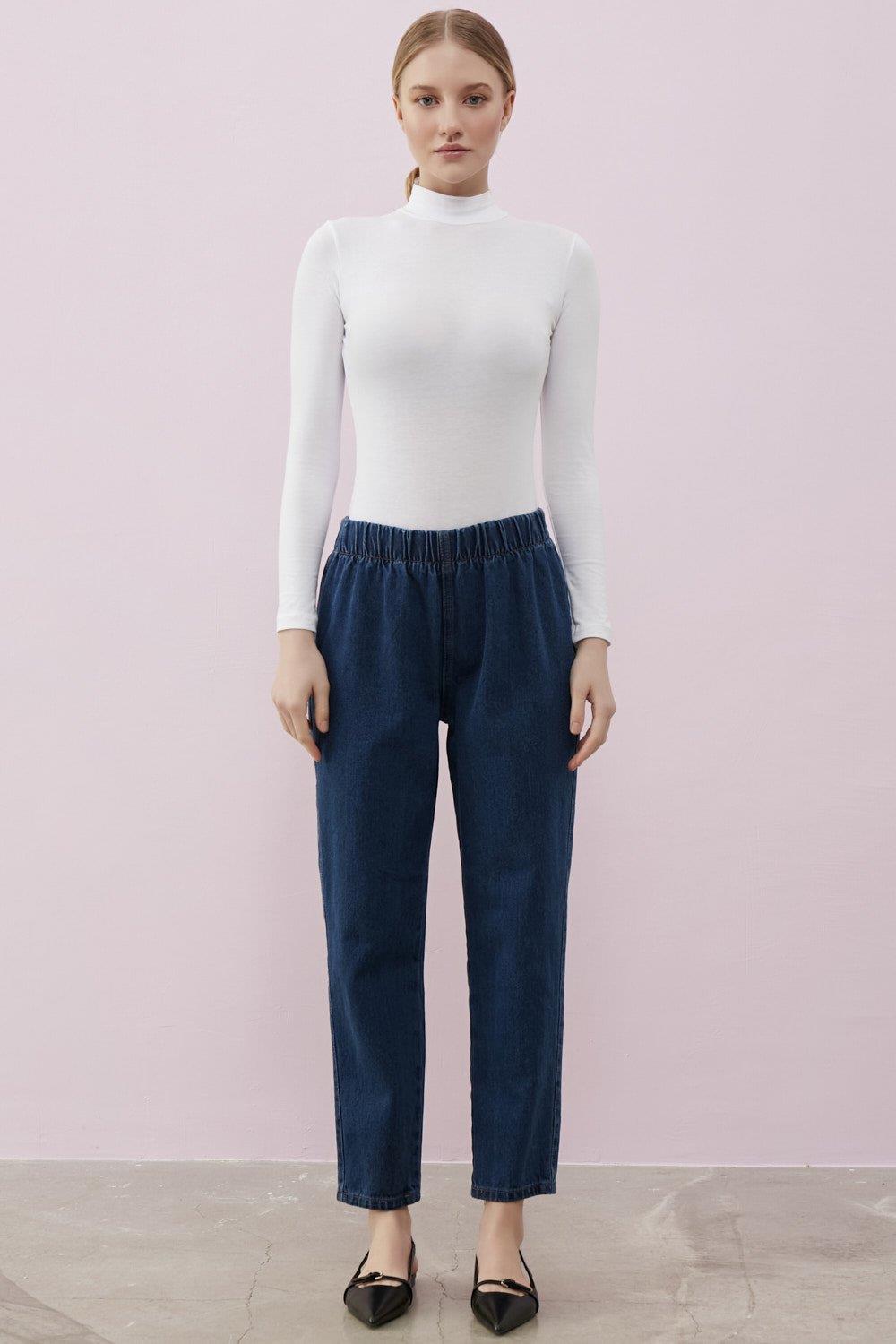 Merwishop Peru Paça Denim Pantalon Lacivert