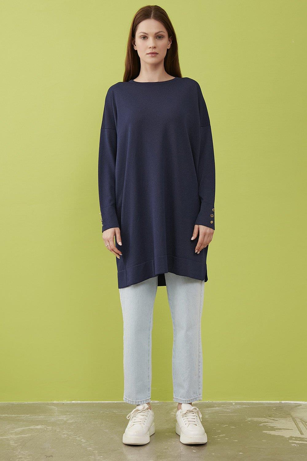 Merwishop Simli Triko Tunik Lacivert