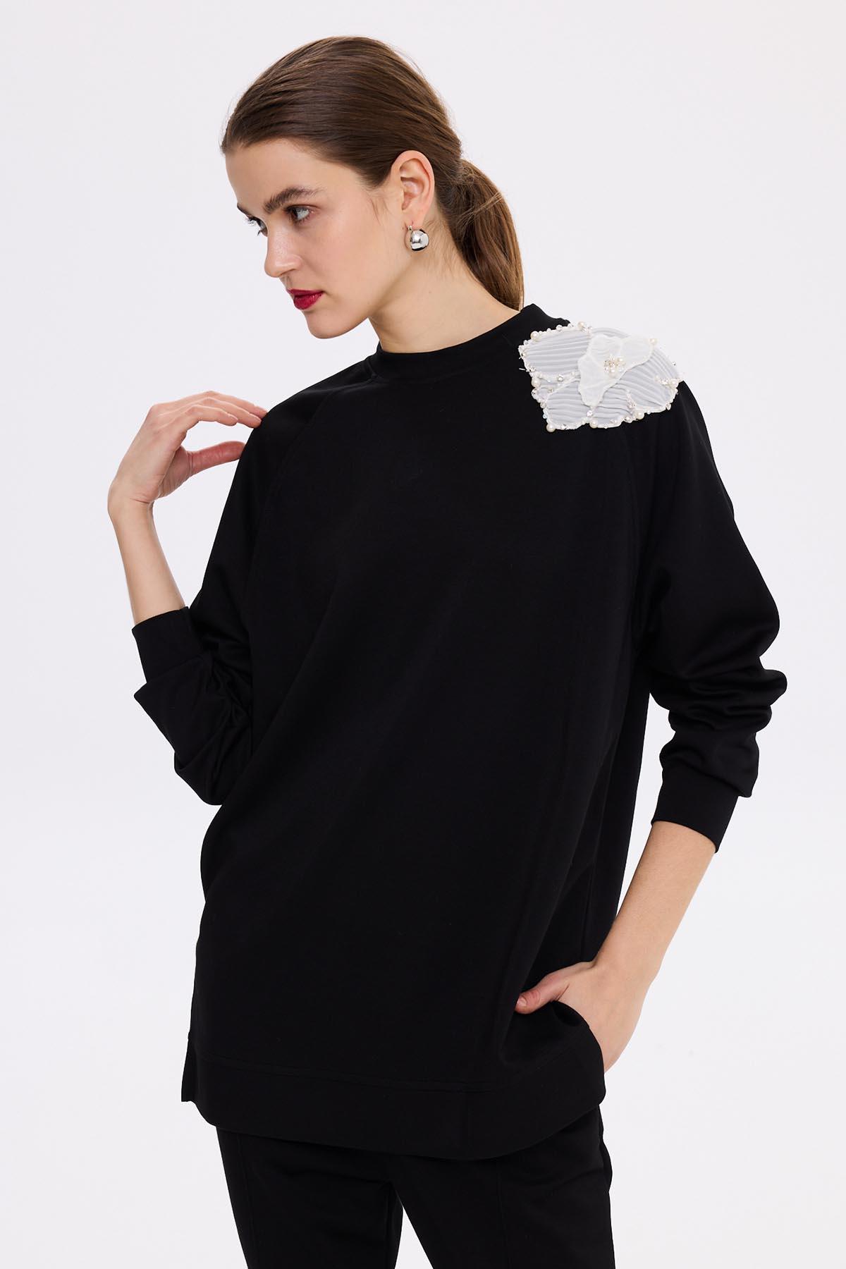 Missemramiss Aksesuarlı Comfort Sweatshirt 4631 Siyah