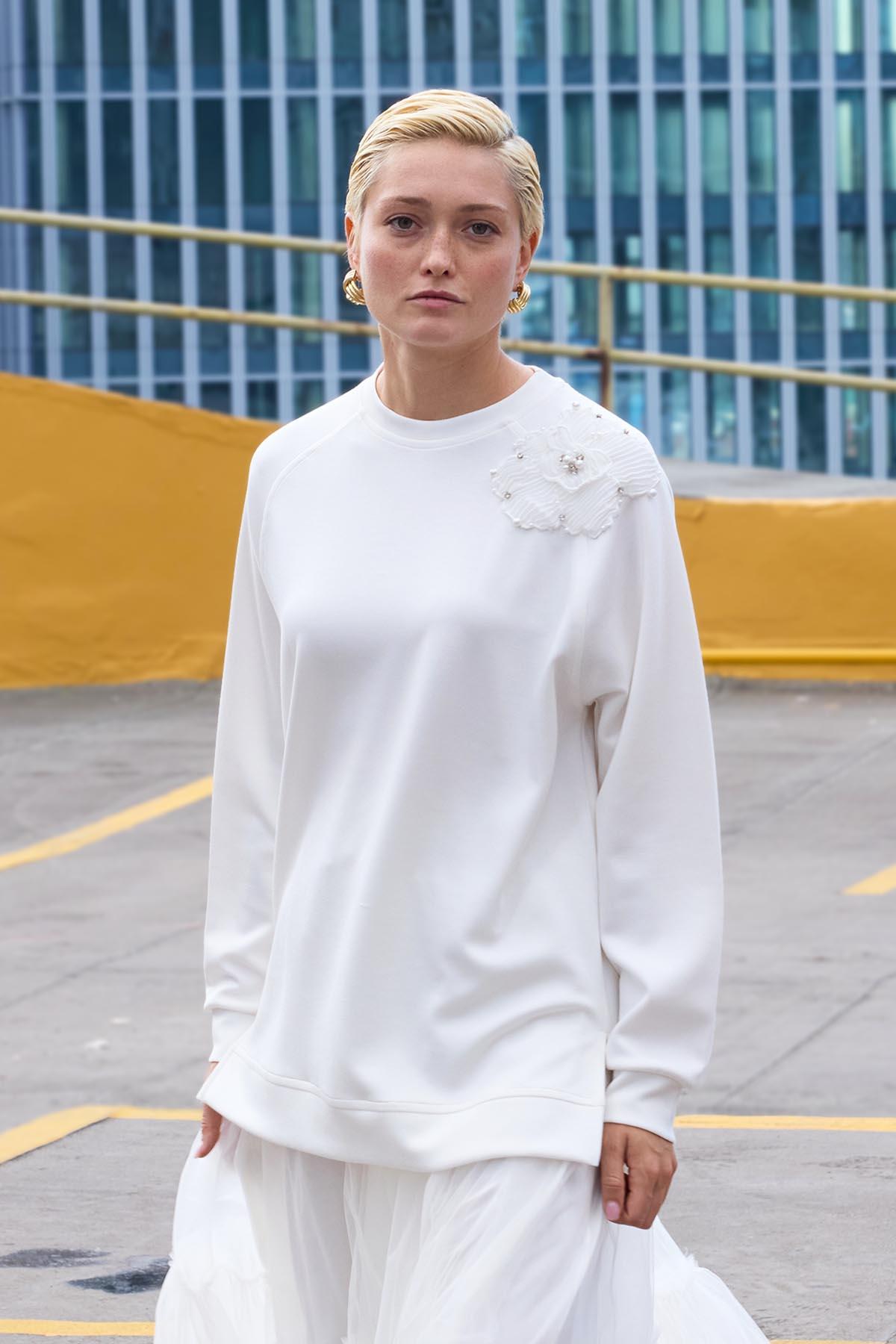 Missemramiss Aksesuarlı Comfort Sweatshirt 4631 Ekru