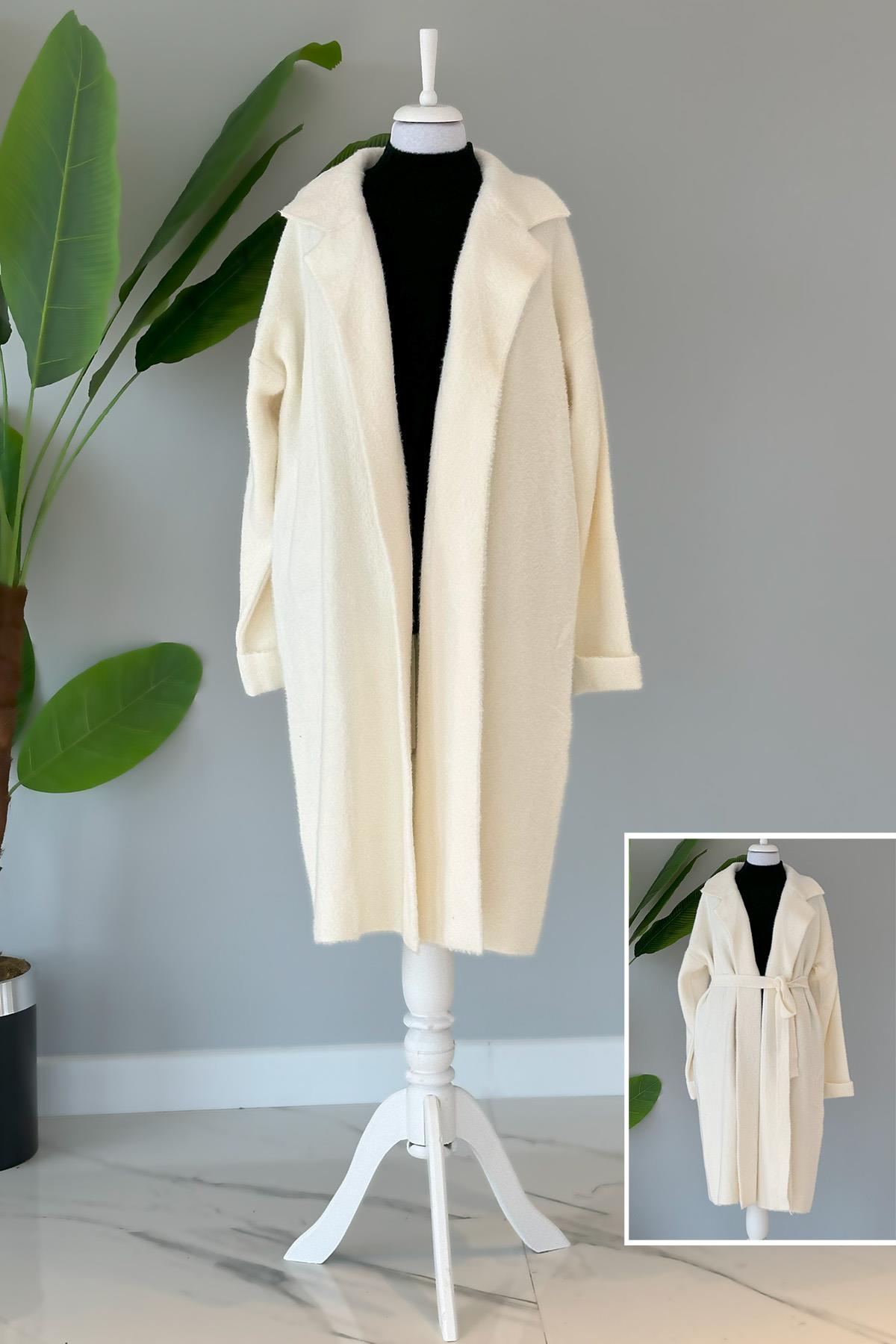 Missemramiss Angora Kap Tam Boy Hırka 4120 Ekru