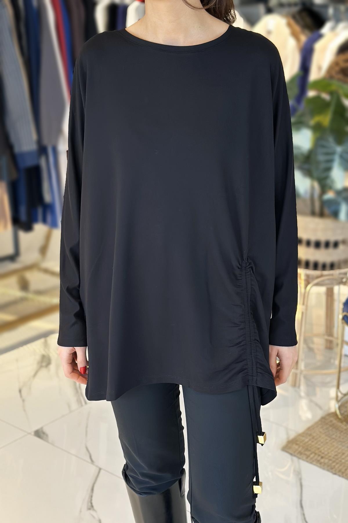 Missemramiss Basic Büzgü Detay Tunik 4628 Siyah