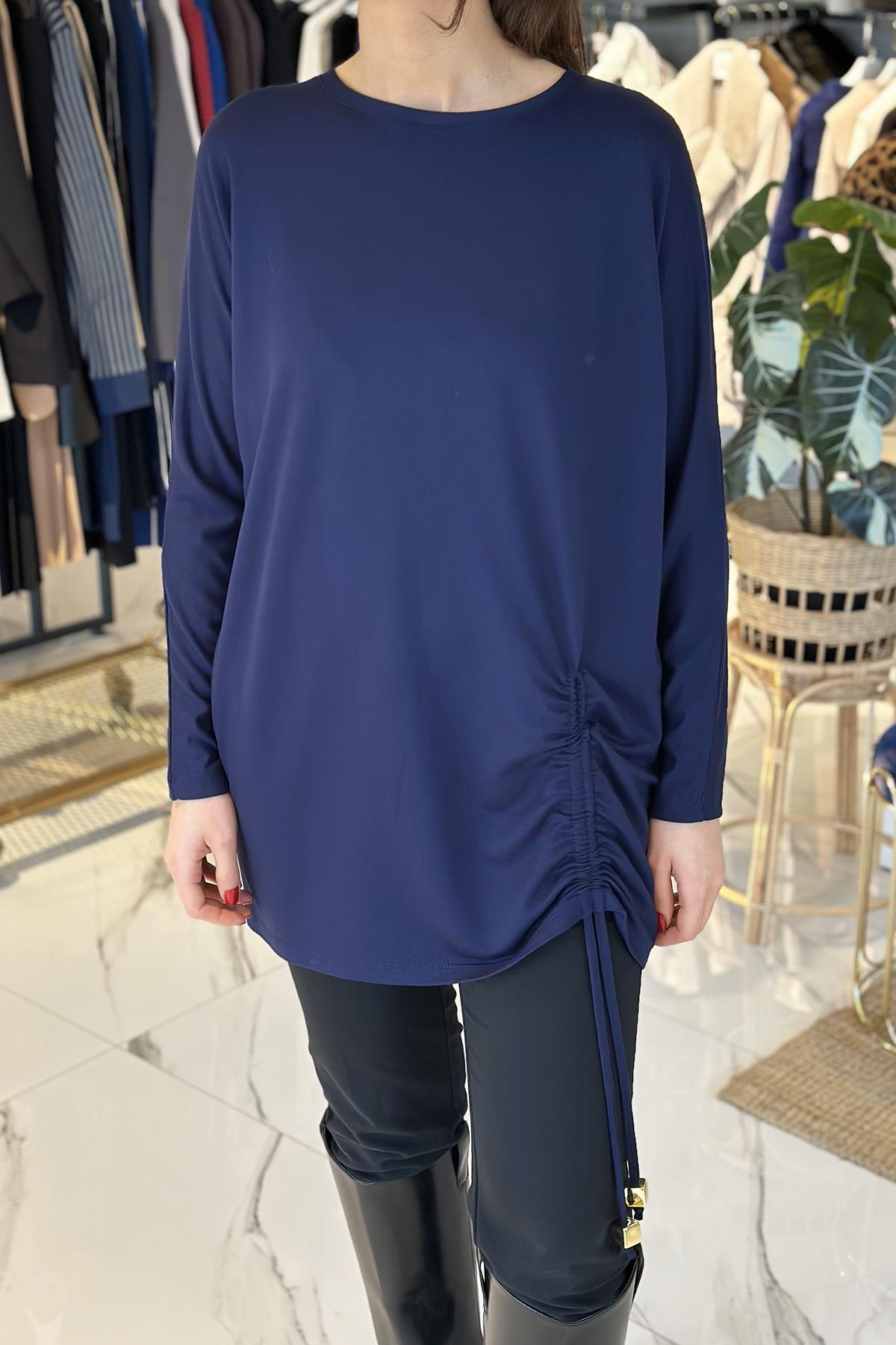Missemramiss Basic Büzgü Detay Tunik 4628 Lacivert
