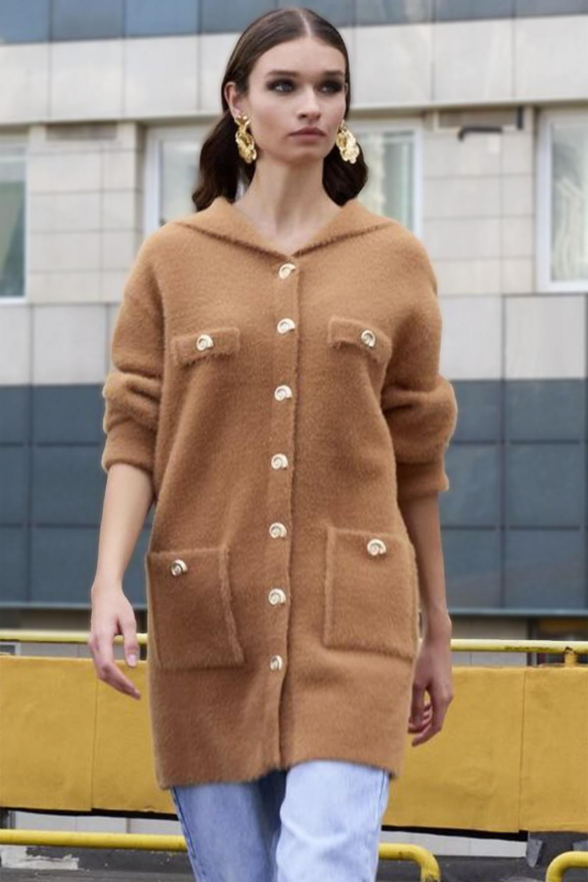 Missemramiss Berretto Angora Ceket Kap 4575 Camel