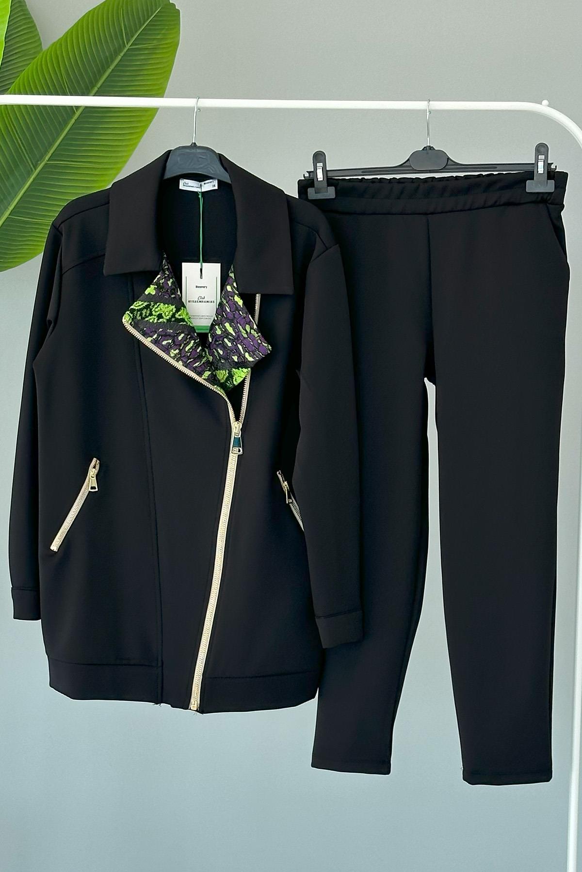 Missemramiss Biker Ceket Pantolon Takım 4189 Siyah
