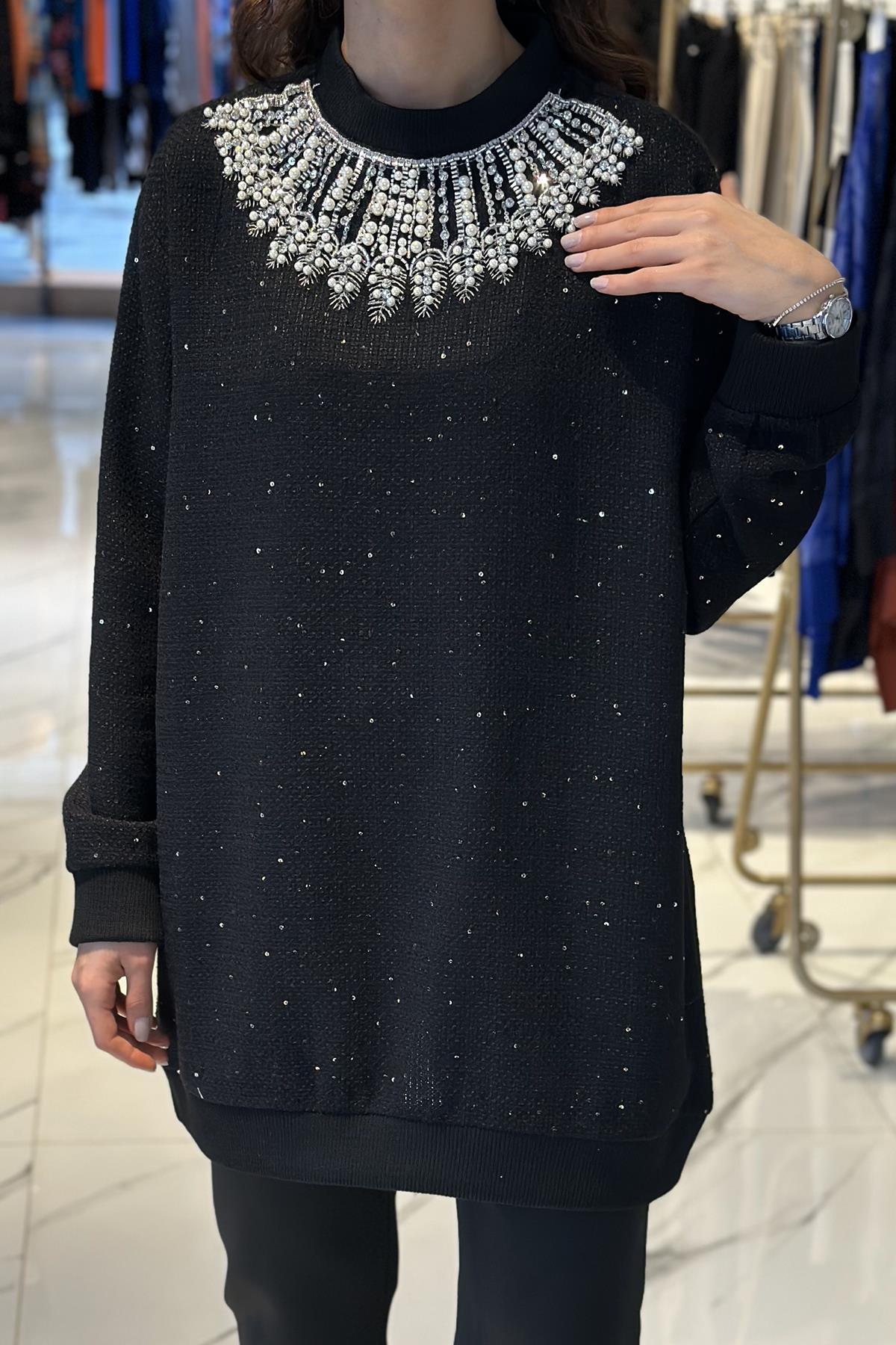 Missemramiss Bright Taşlı Tunik 4609 Siyah