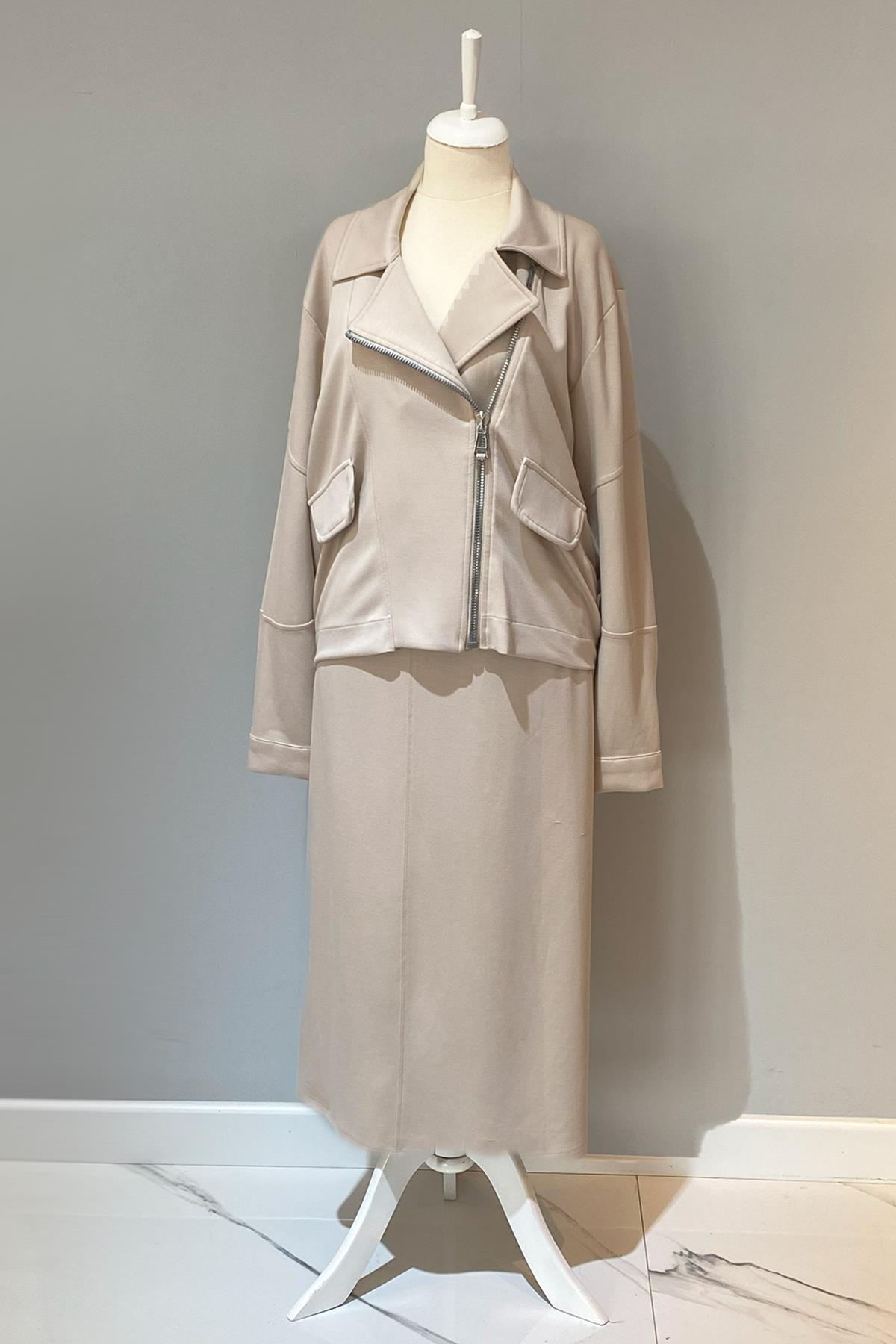 Missemramiss Cep Detay Etekli Takım 4309 Bej