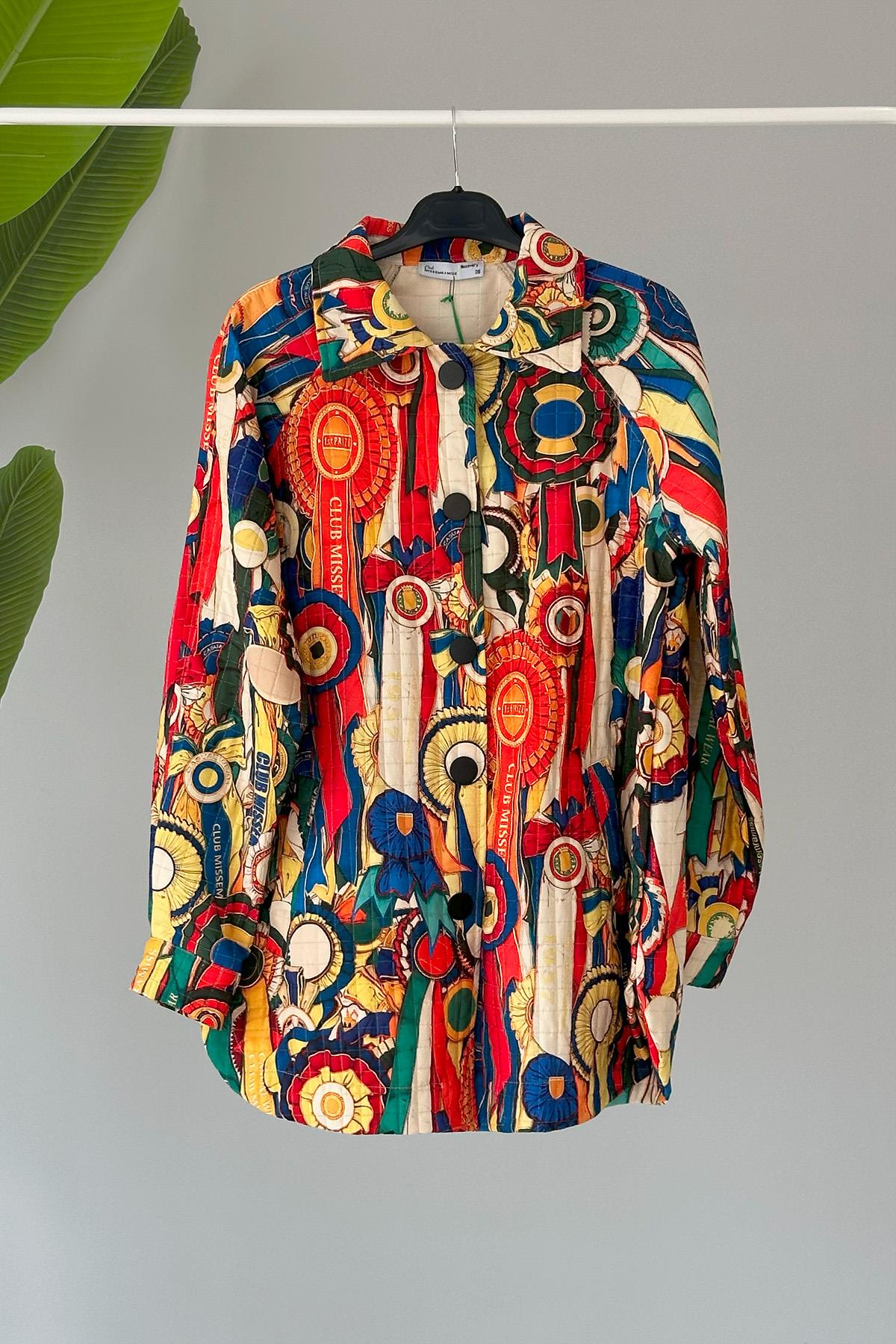 Missemramiss Colorful Kap Desenli Ceket 4108 