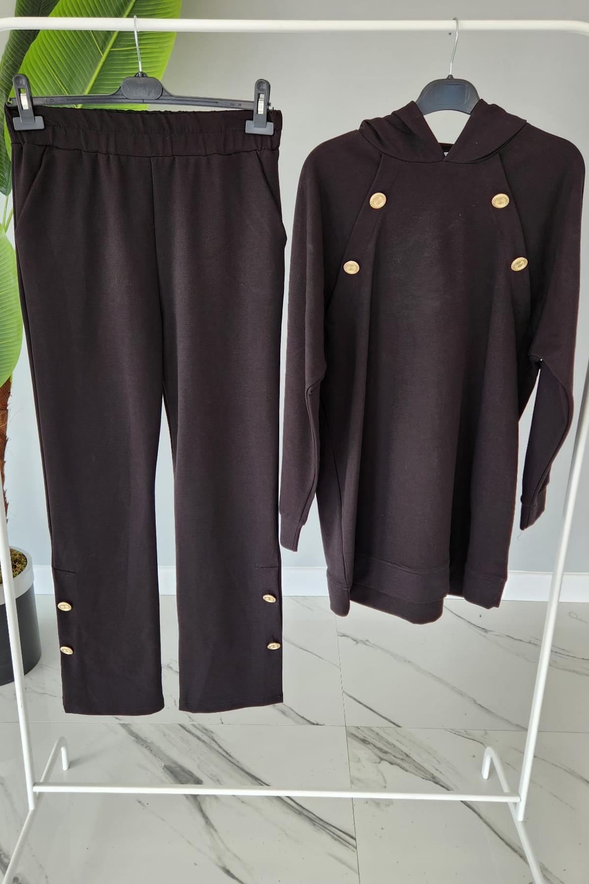 Missemramiss Düğme Detay Basic Takım 4201 Siyah