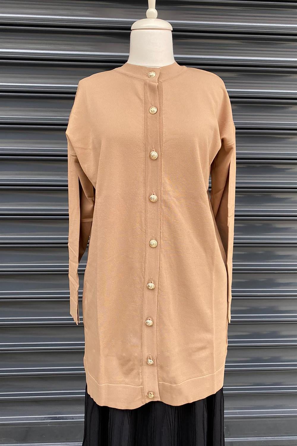 Missemramiss Düz Merserize Hırka 3839 Camel