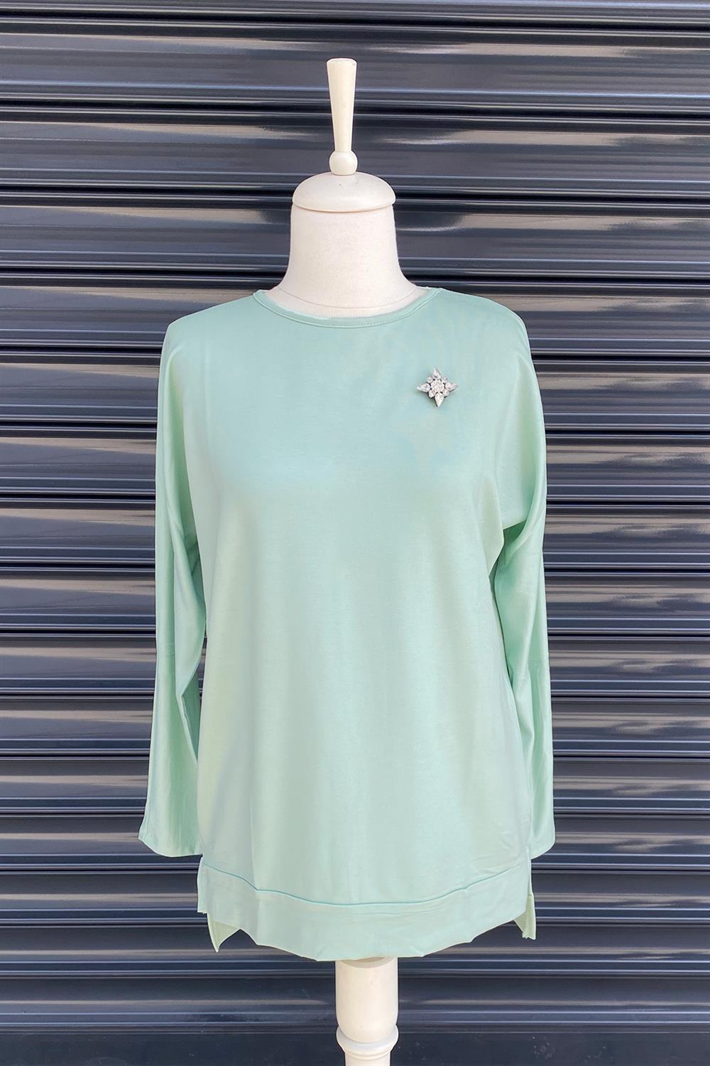 Missemramiss İpek Pamuk Bluz 3425 Mint