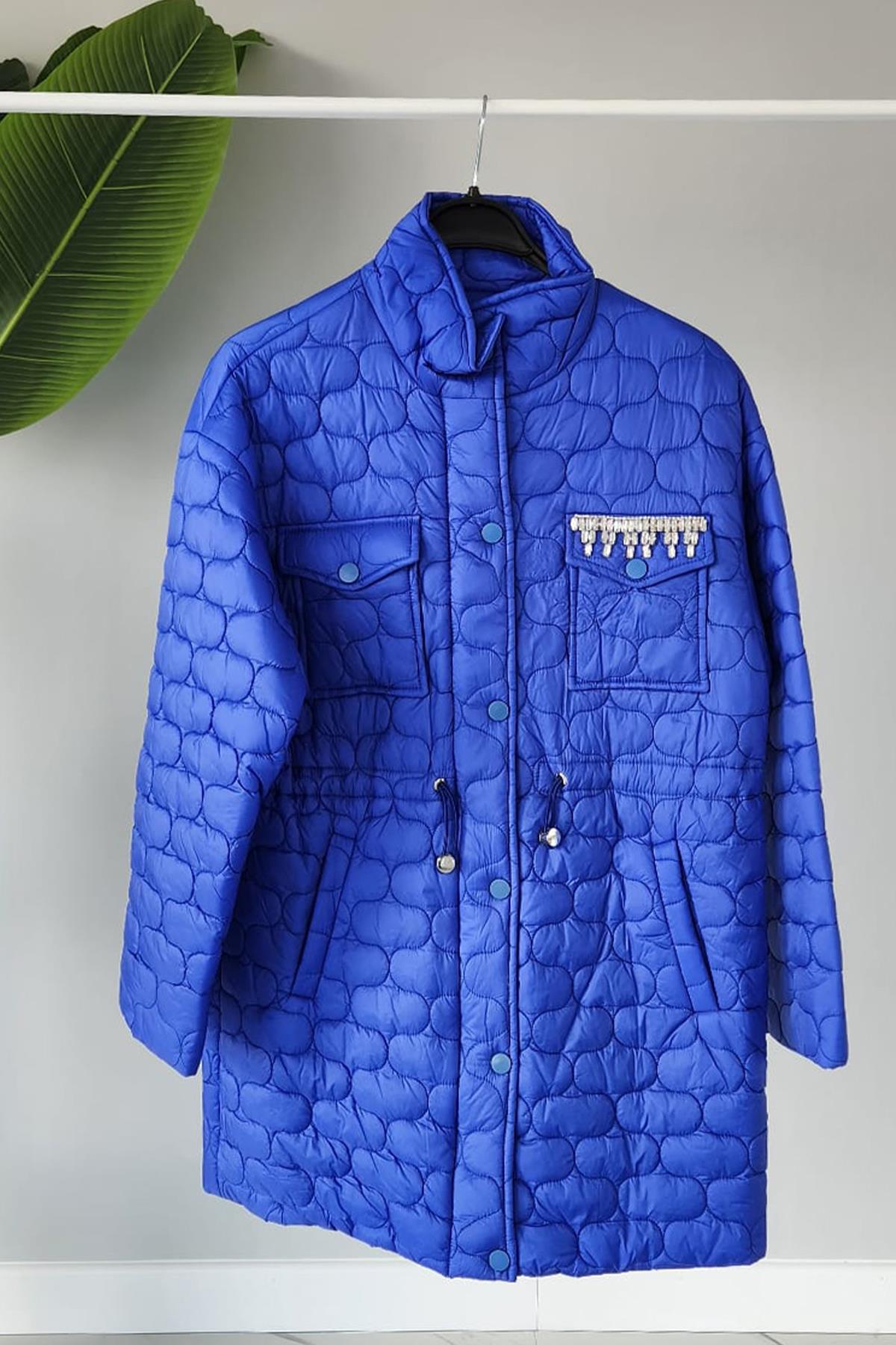 Missemramiss İşlemeli Casual Kapitone Mont 4142 İndigo