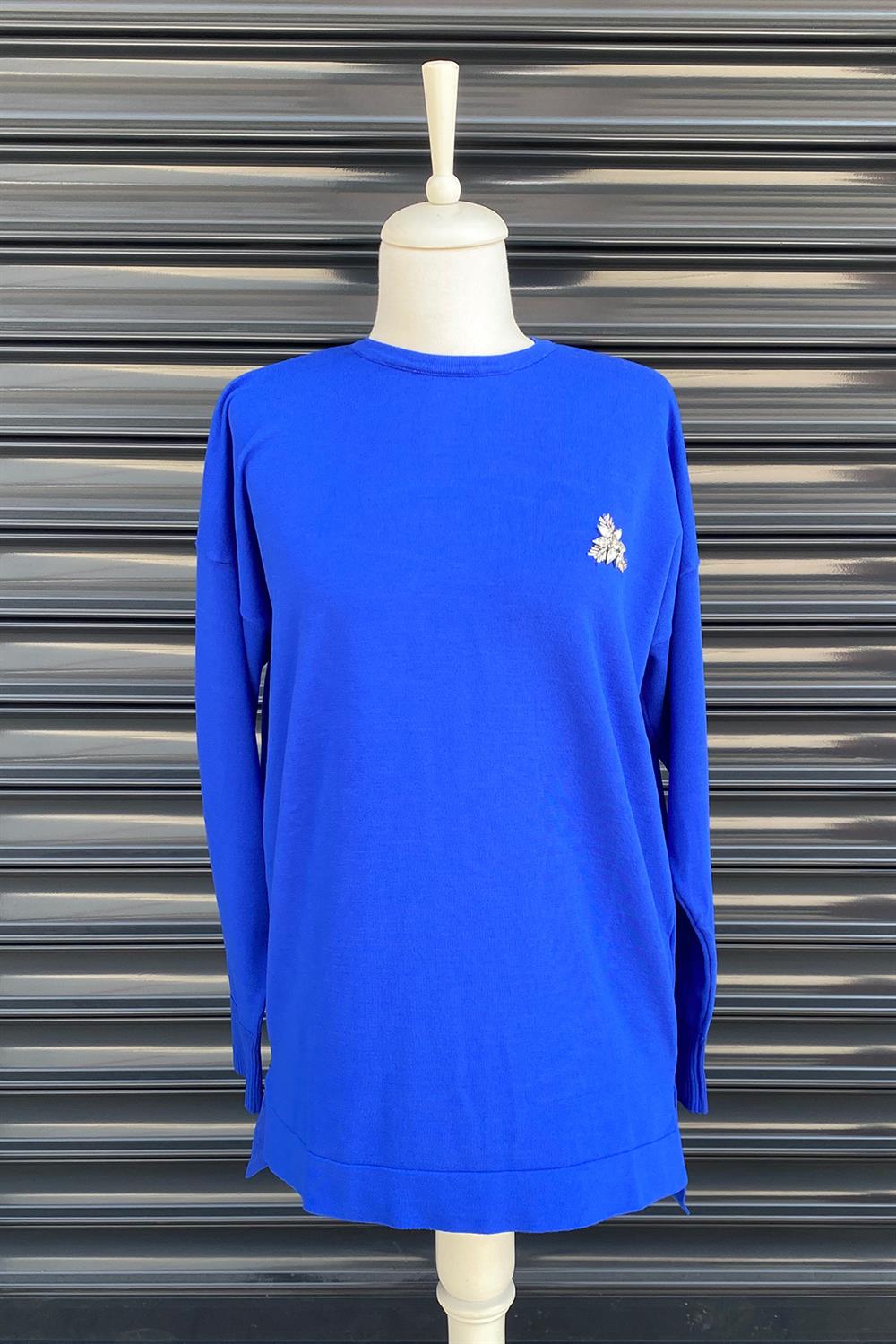 Missemramiss İşlemeli Triko Bluz 3749 Saks