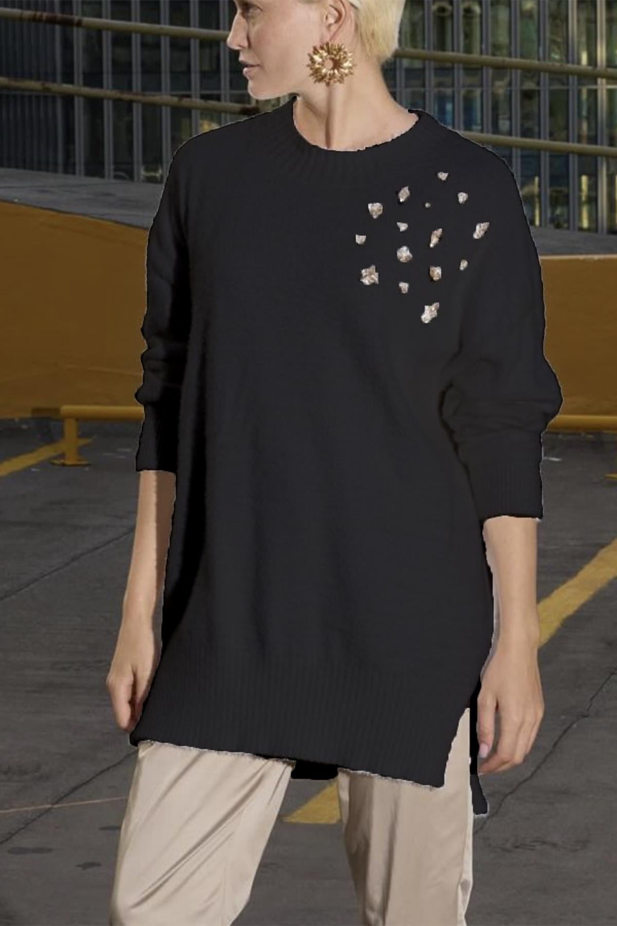 Missemramiss Maglione Angora Kazak Tunik 4572 Siyah