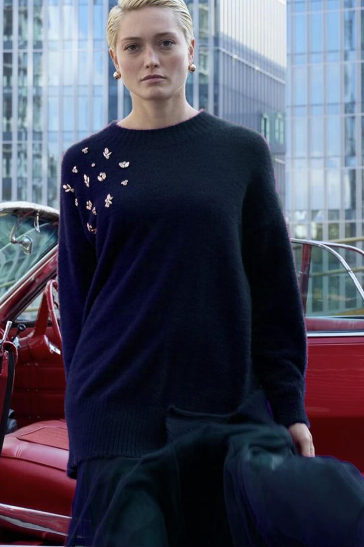 Missemramiss Maglione Angora Kazak Tunik 4572 Lacivert