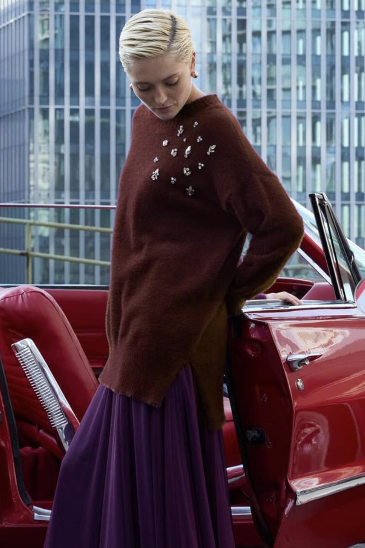 Missemramiss Maglione Angora Kazak Tunik 4572 Kahverengi 