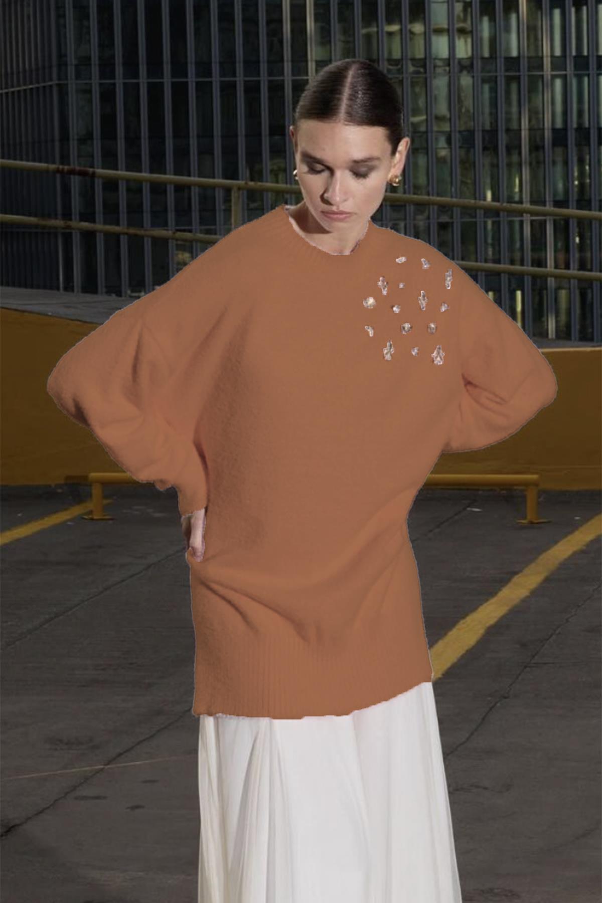 Missemramiss Maglione Angora Kazak Tunik 4572 Camel